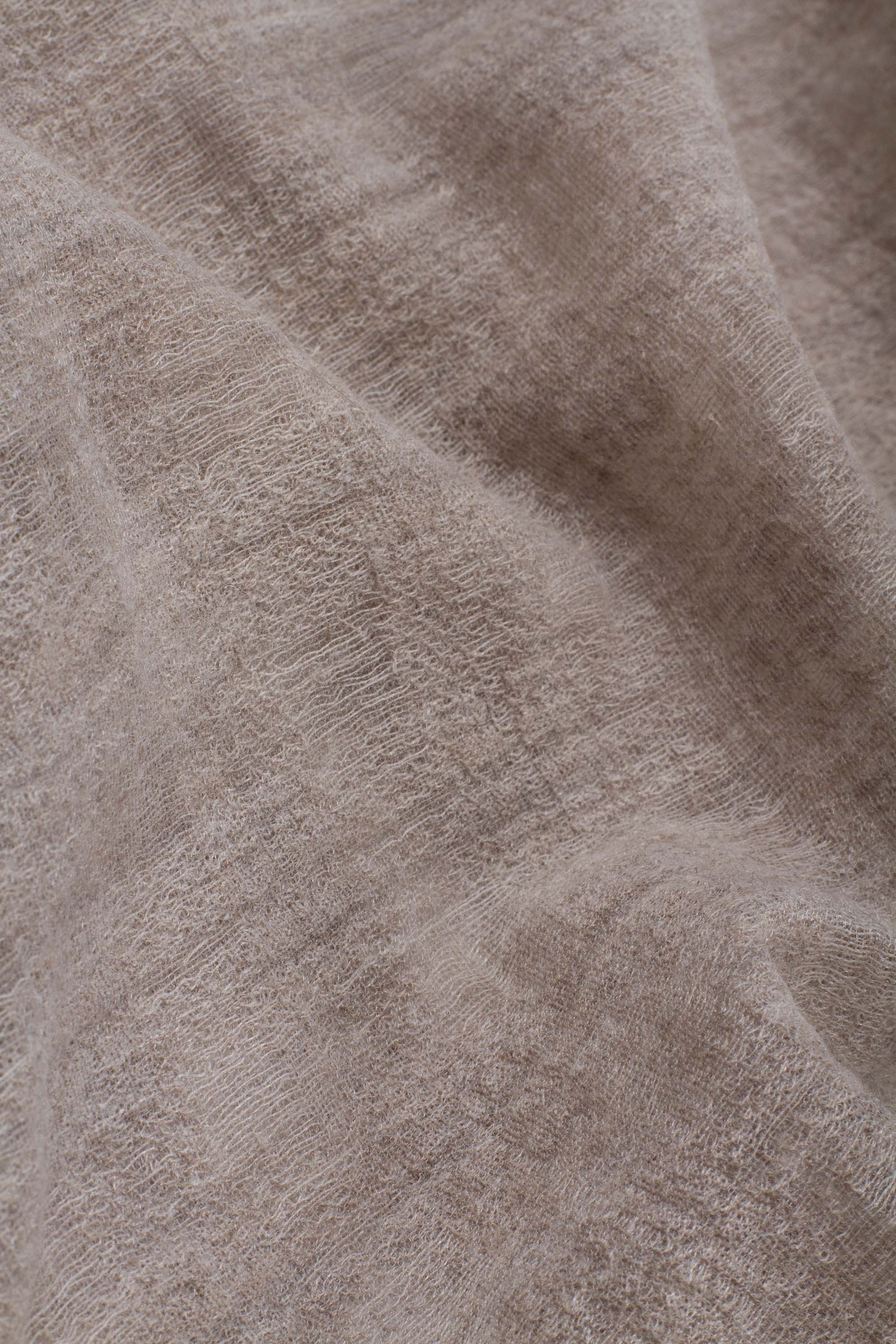 Round Neck Sweater Beige Gauze Check