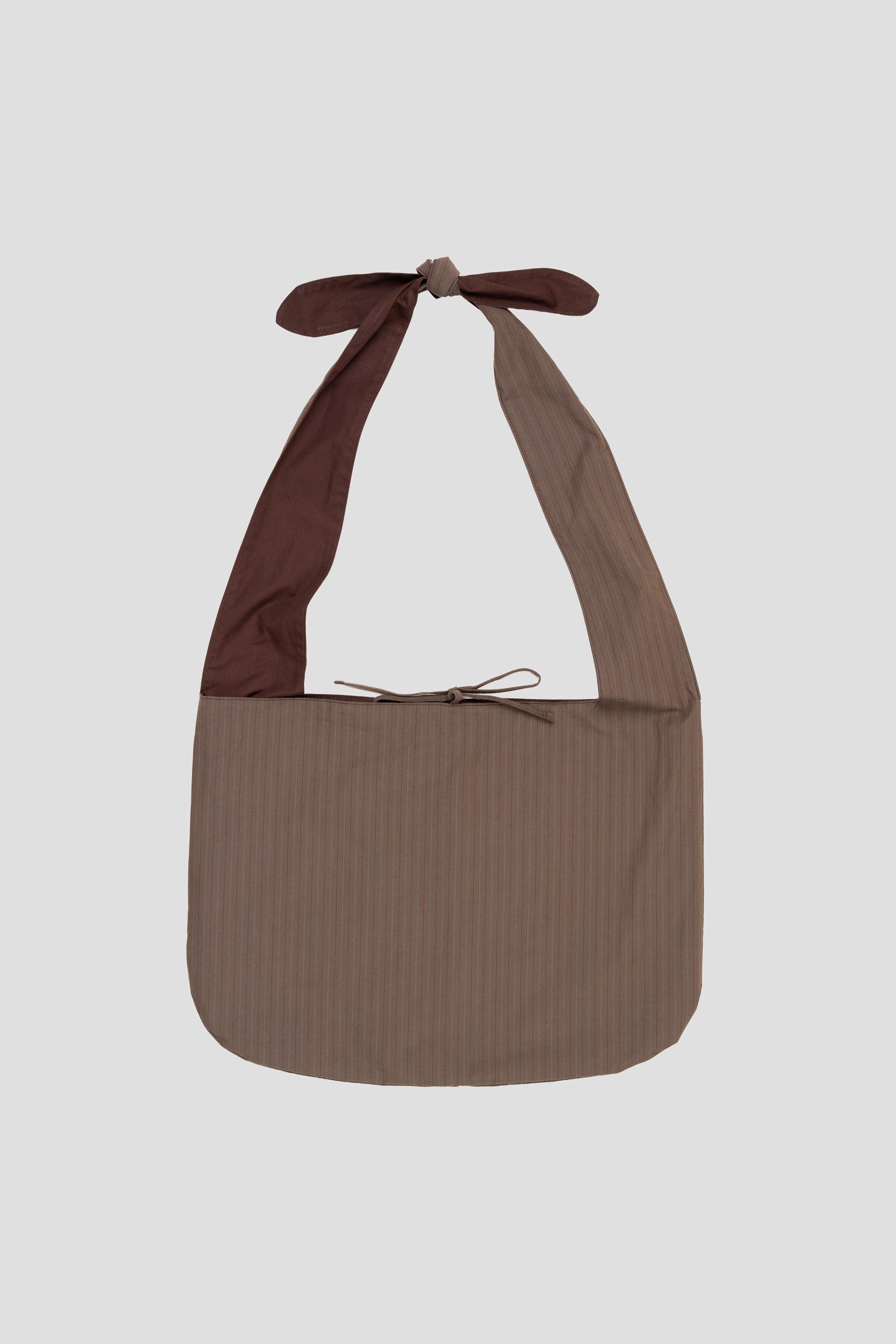Stripe Large Shoulder Bag Brown