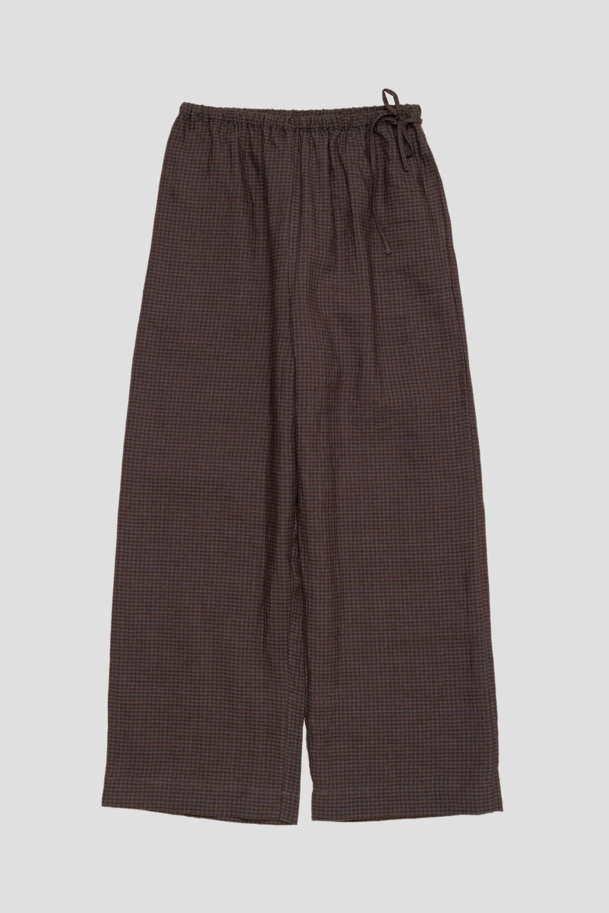 Tie Split Pants Slate Check