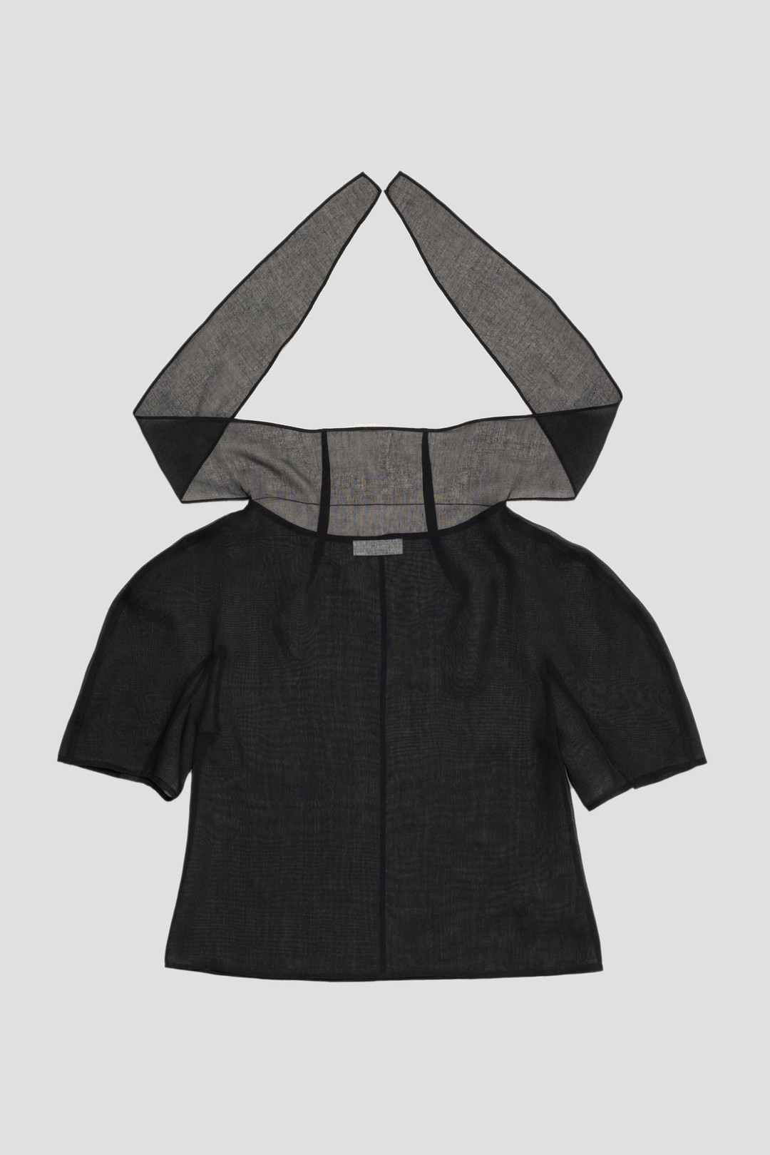 amometo 韓国 Knotted Collar Top, Black AMOMENTO Knotted Collar Top - Black | Garmentory
