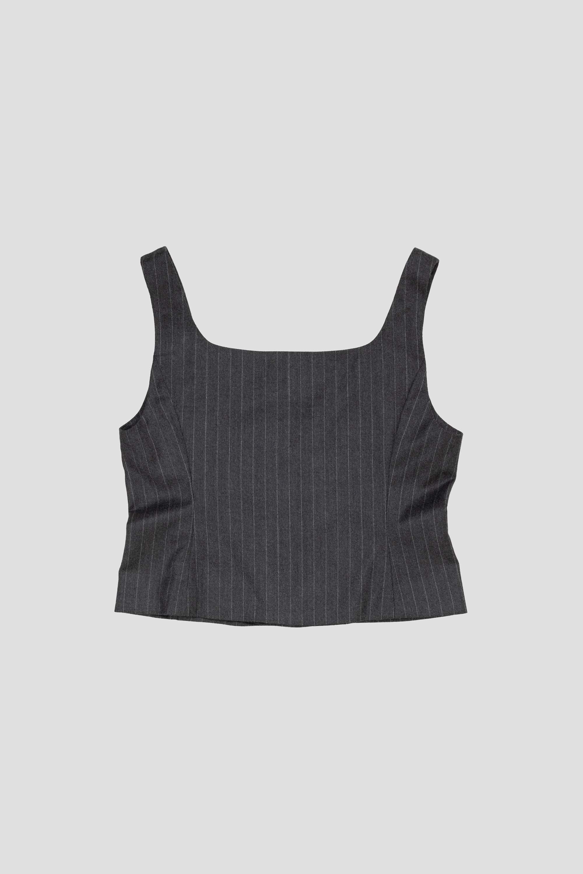 Wool Snap Button Down Vest Stripe