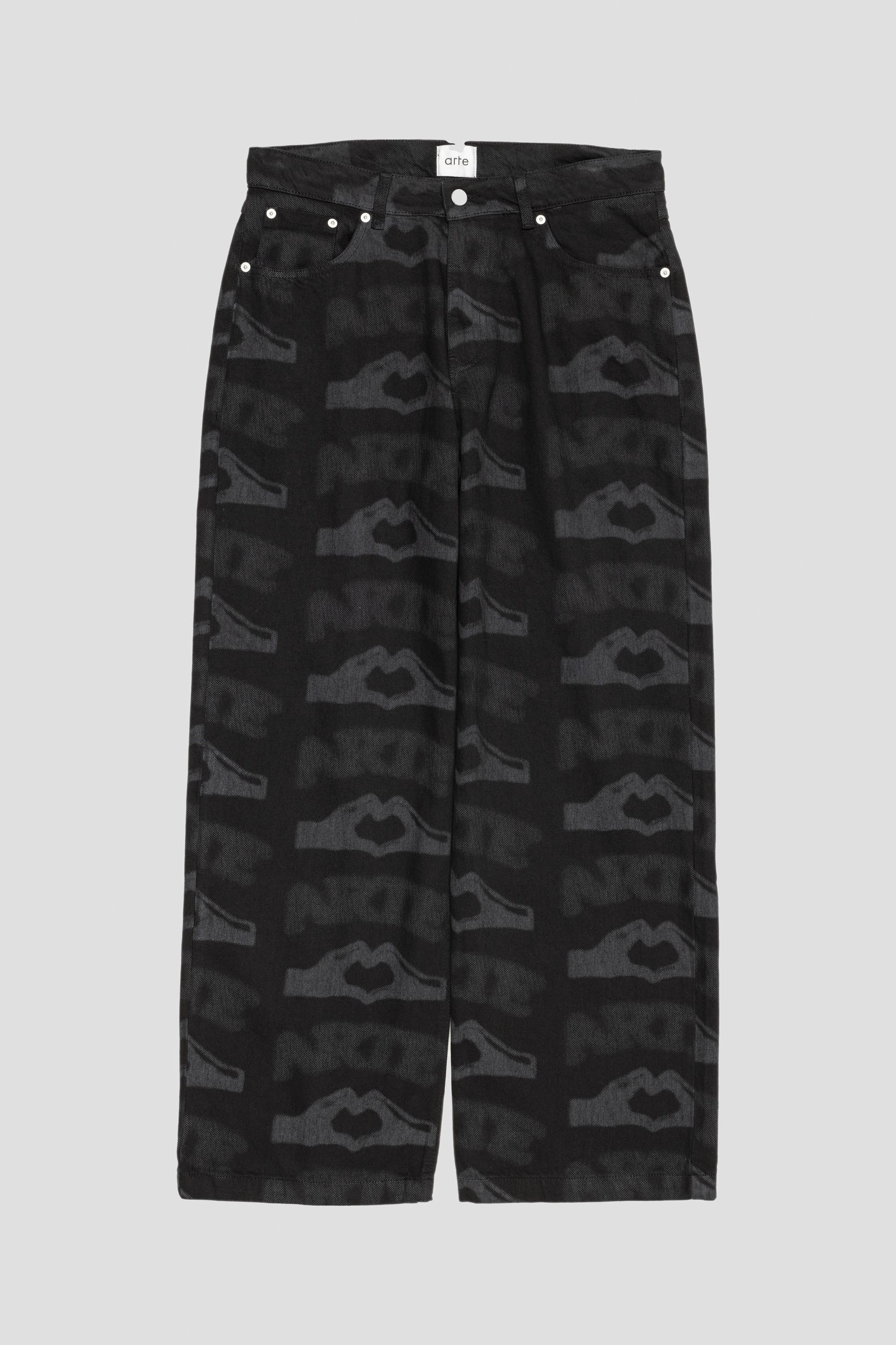 Heart Printed Pants Black