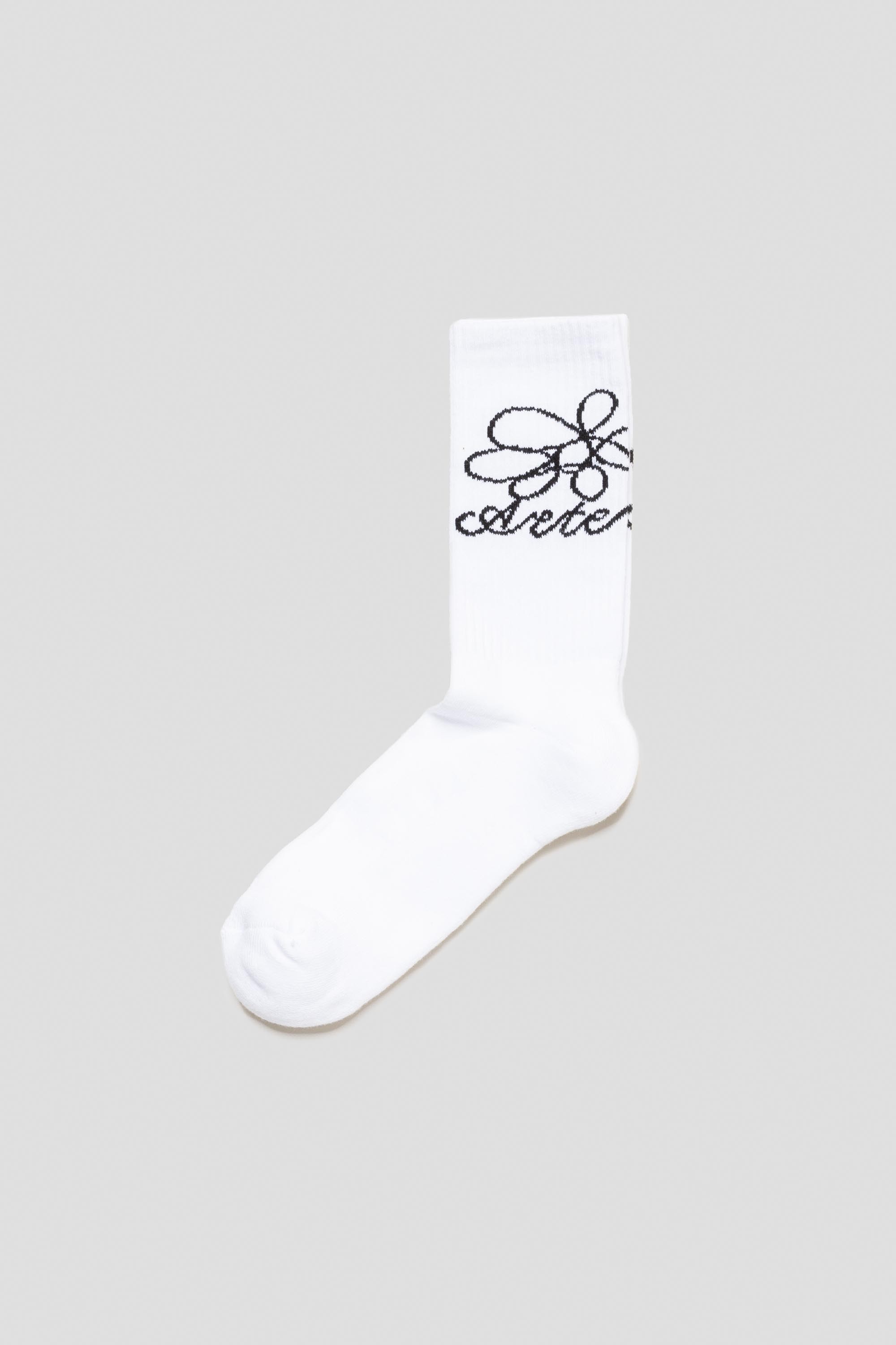 Flower Logo Socks White