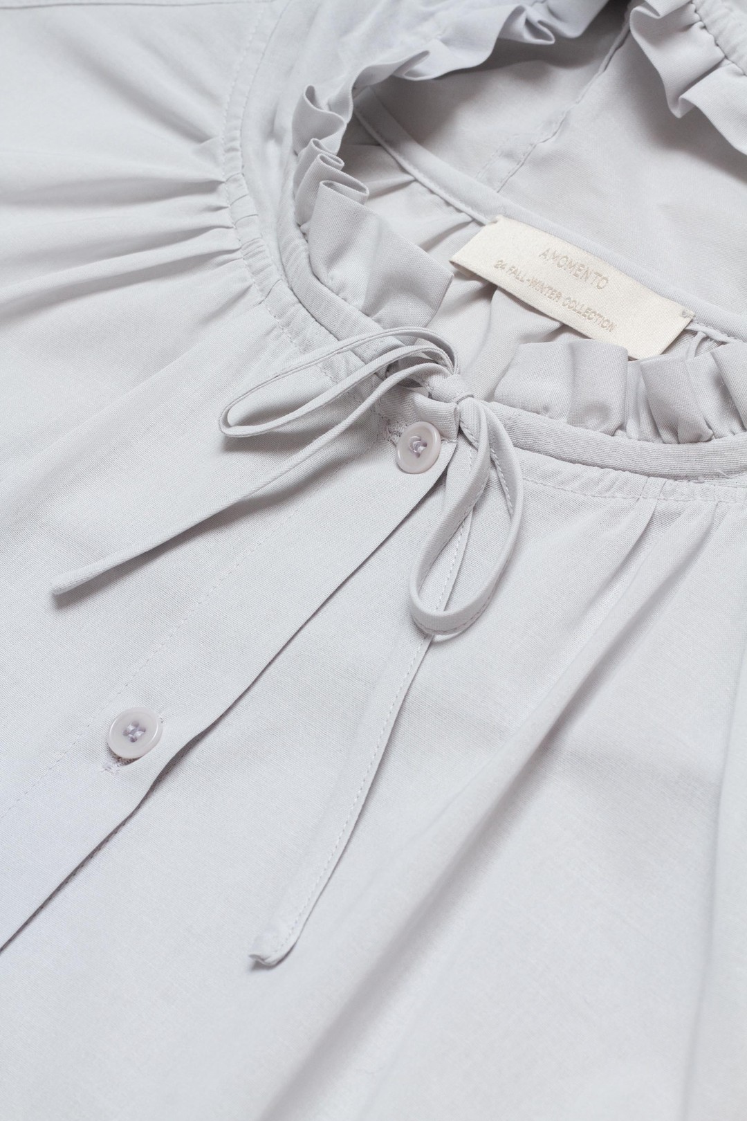 トップス AMOMENTO FRILL HOODED SHIRTS Frill Hooded Shirt Light Blue | Shelter