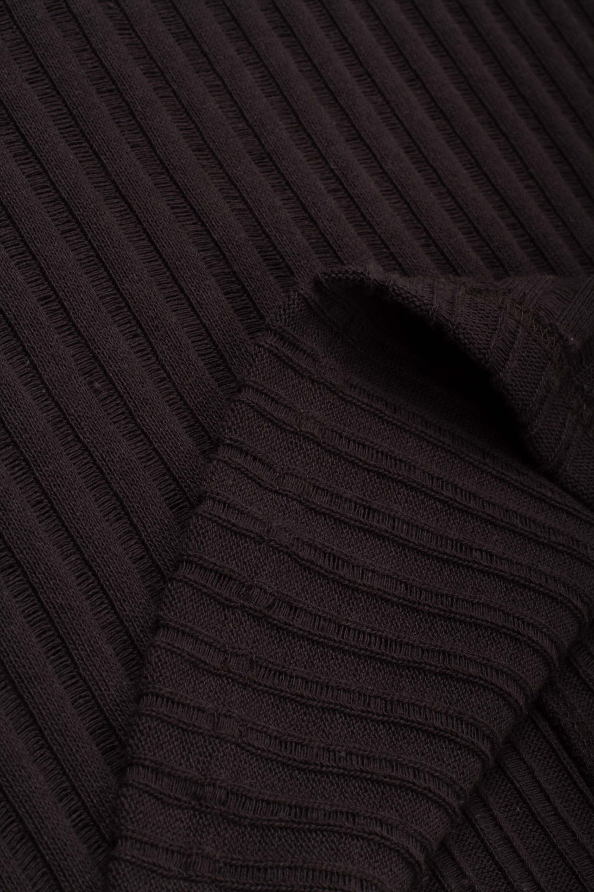 Women's Mock Neck Top Dark Brown Ajour Stripe