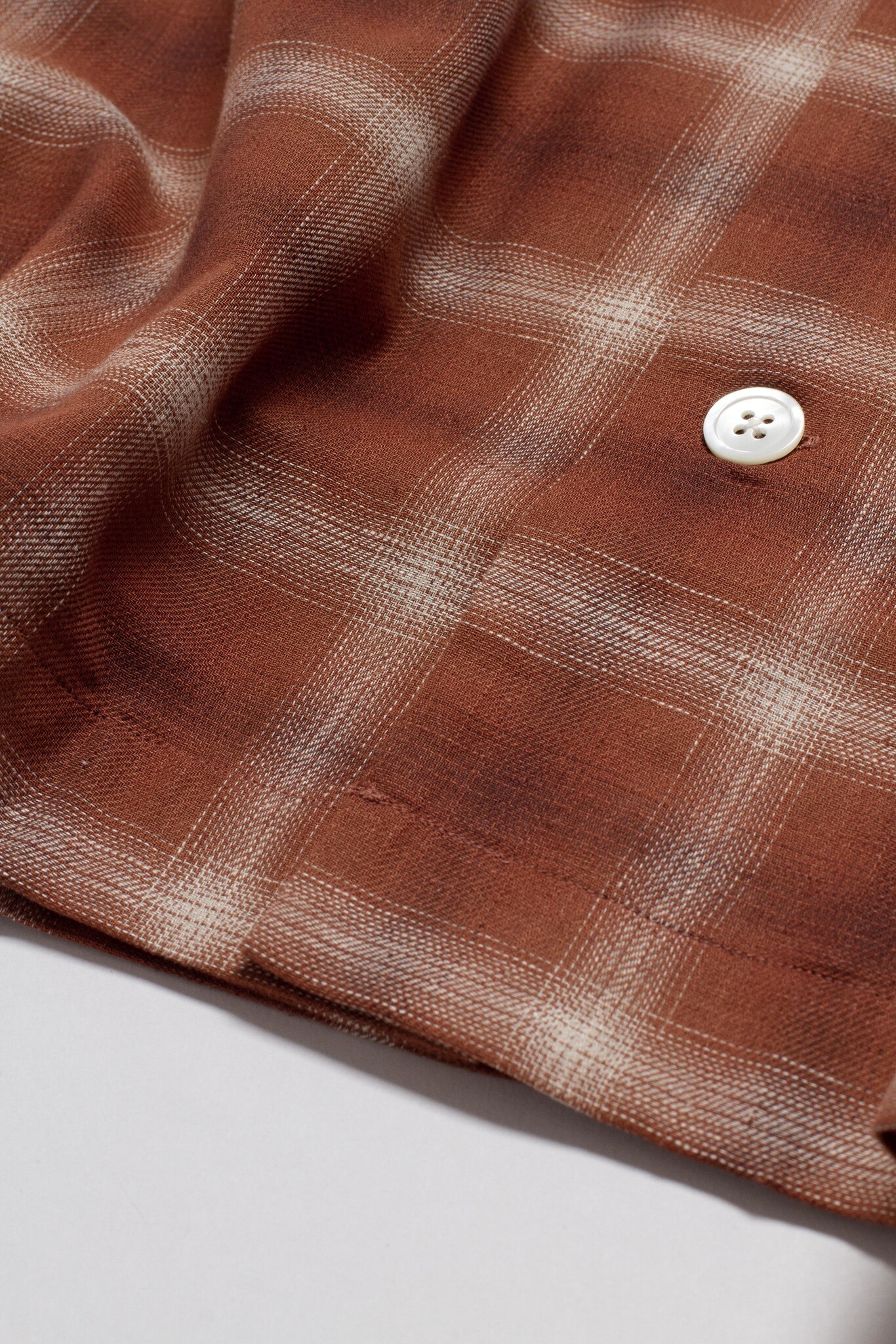 Vaca SS Shirt Brown Check Linen