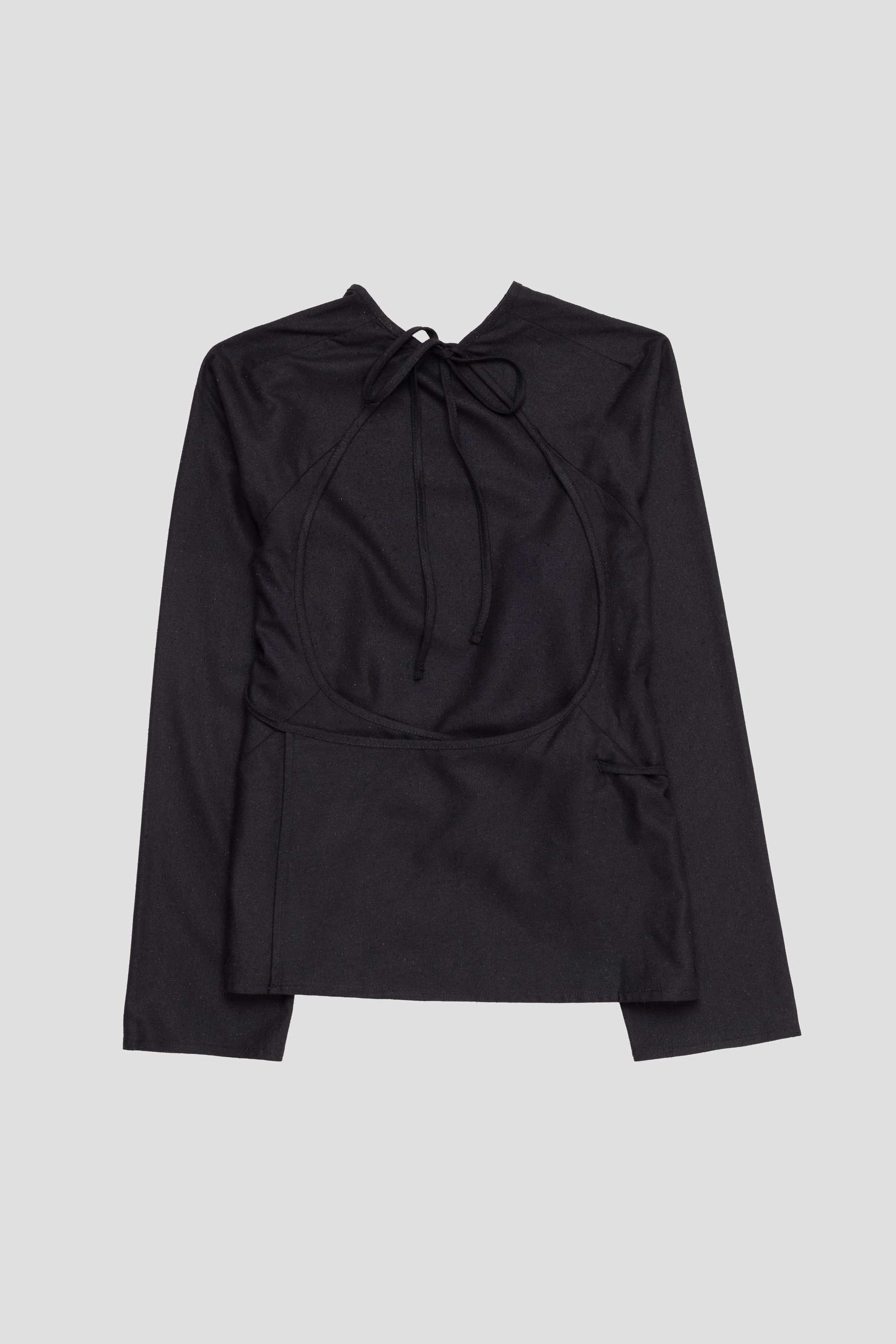 Long Sleeve Apron Top Black