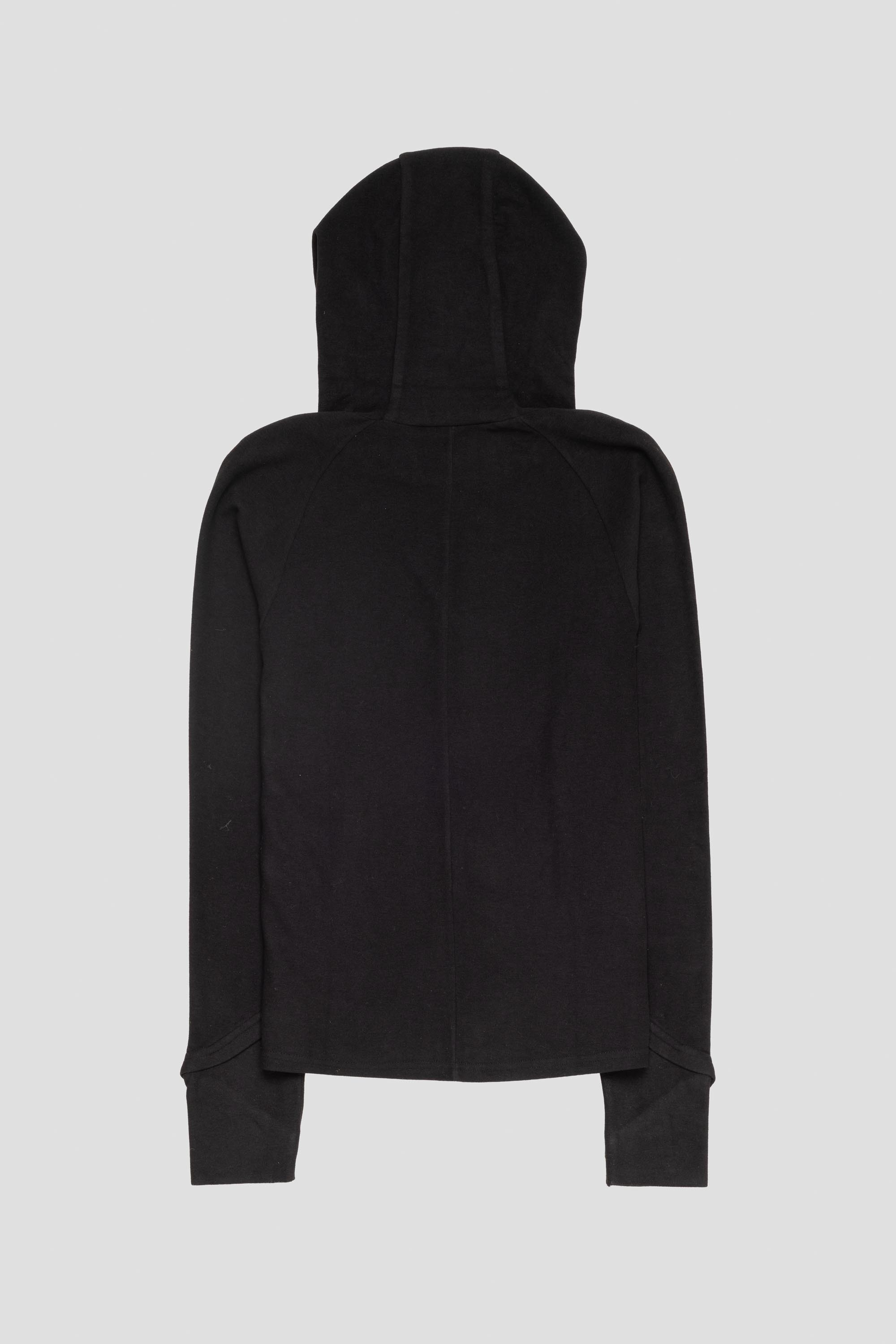 Slit Collar Hoodie Black