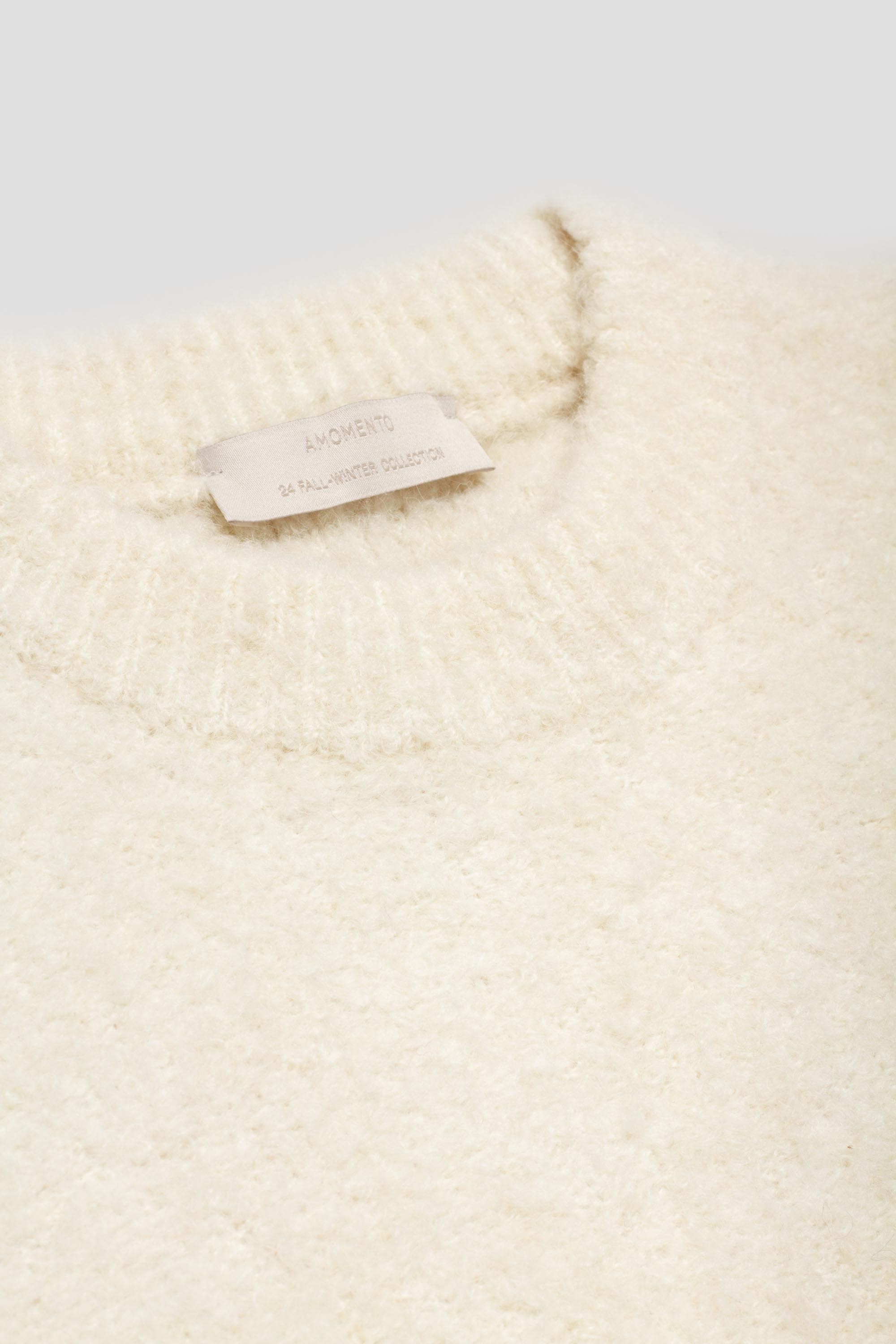 Mix Boucle Crop Knit Ivory