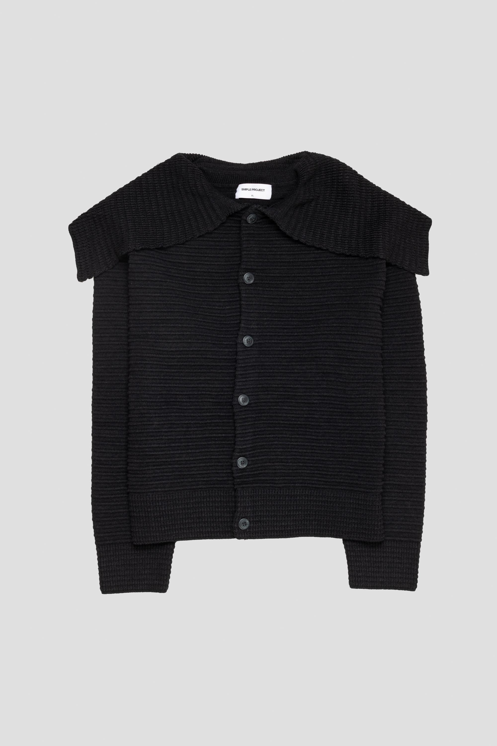 Pleated Knit Cardigan Black