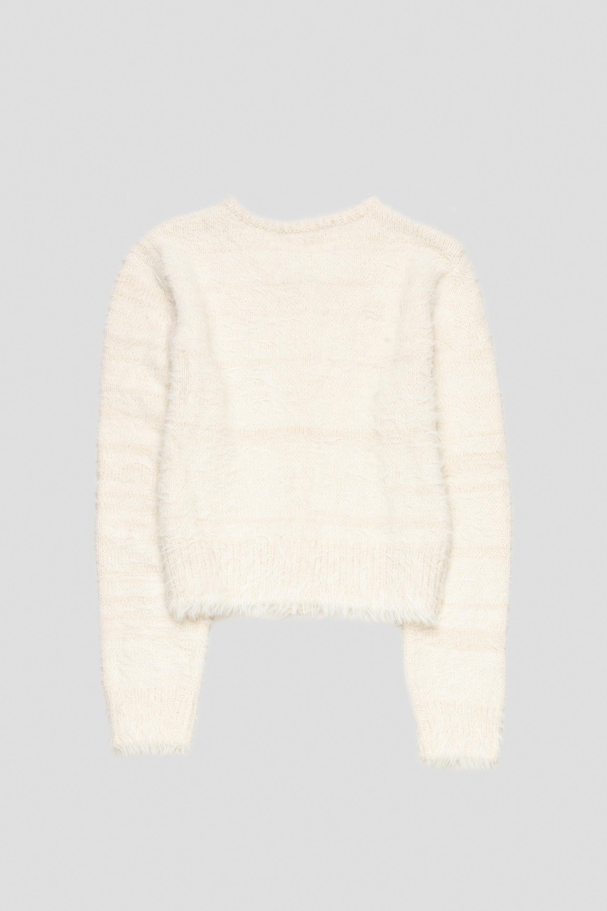 Shaggy Cropped Cardigan Ivory