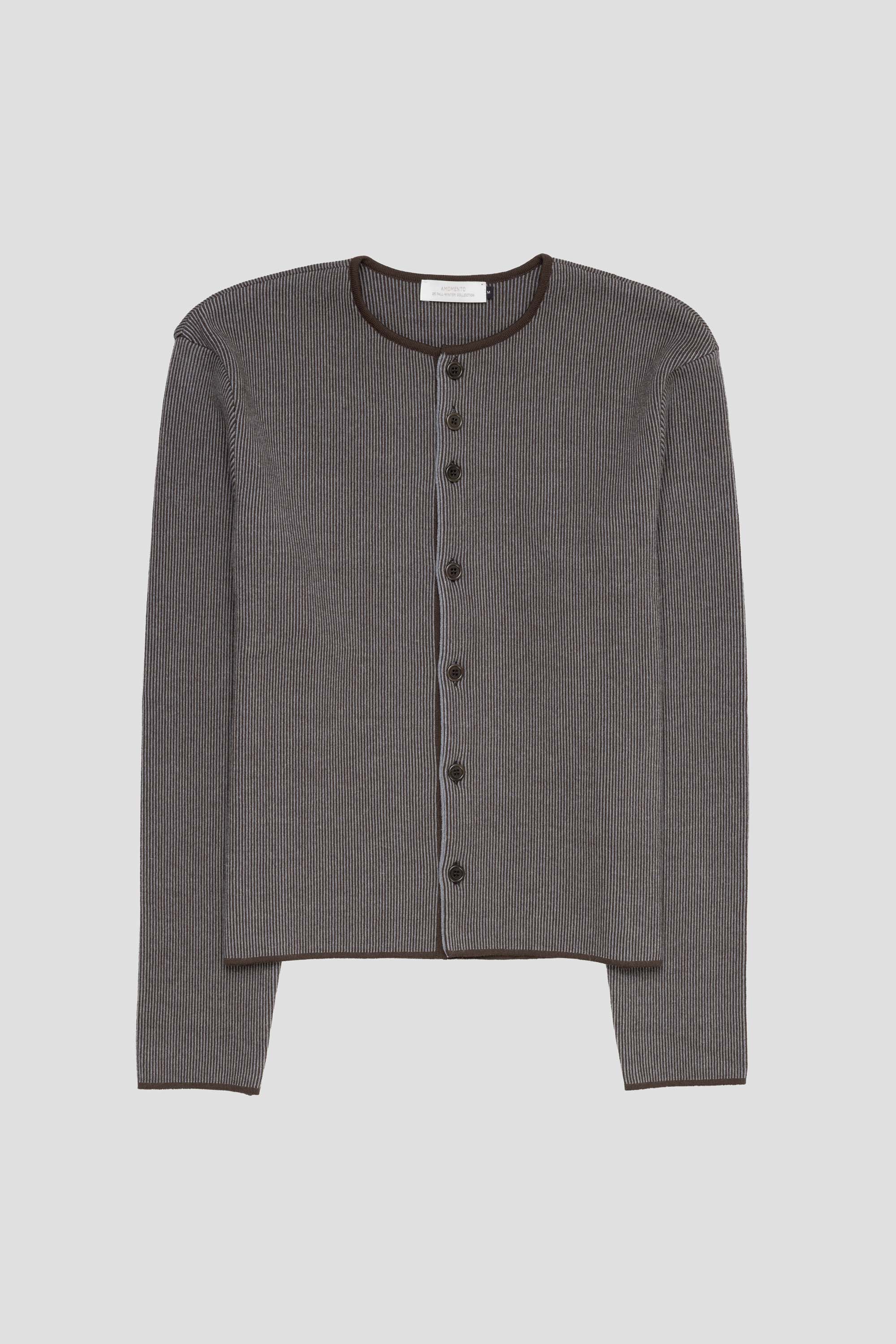 Stripe Button Up Cardigan Brown