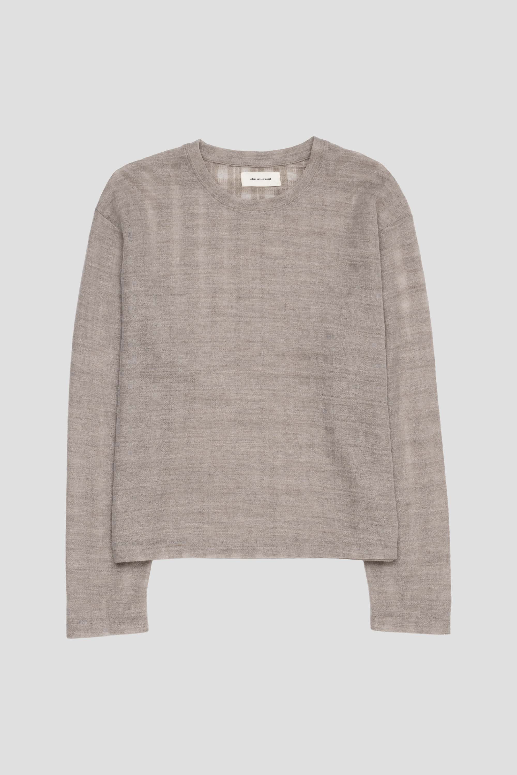 Round Neck Sweater Beige Gauze Check