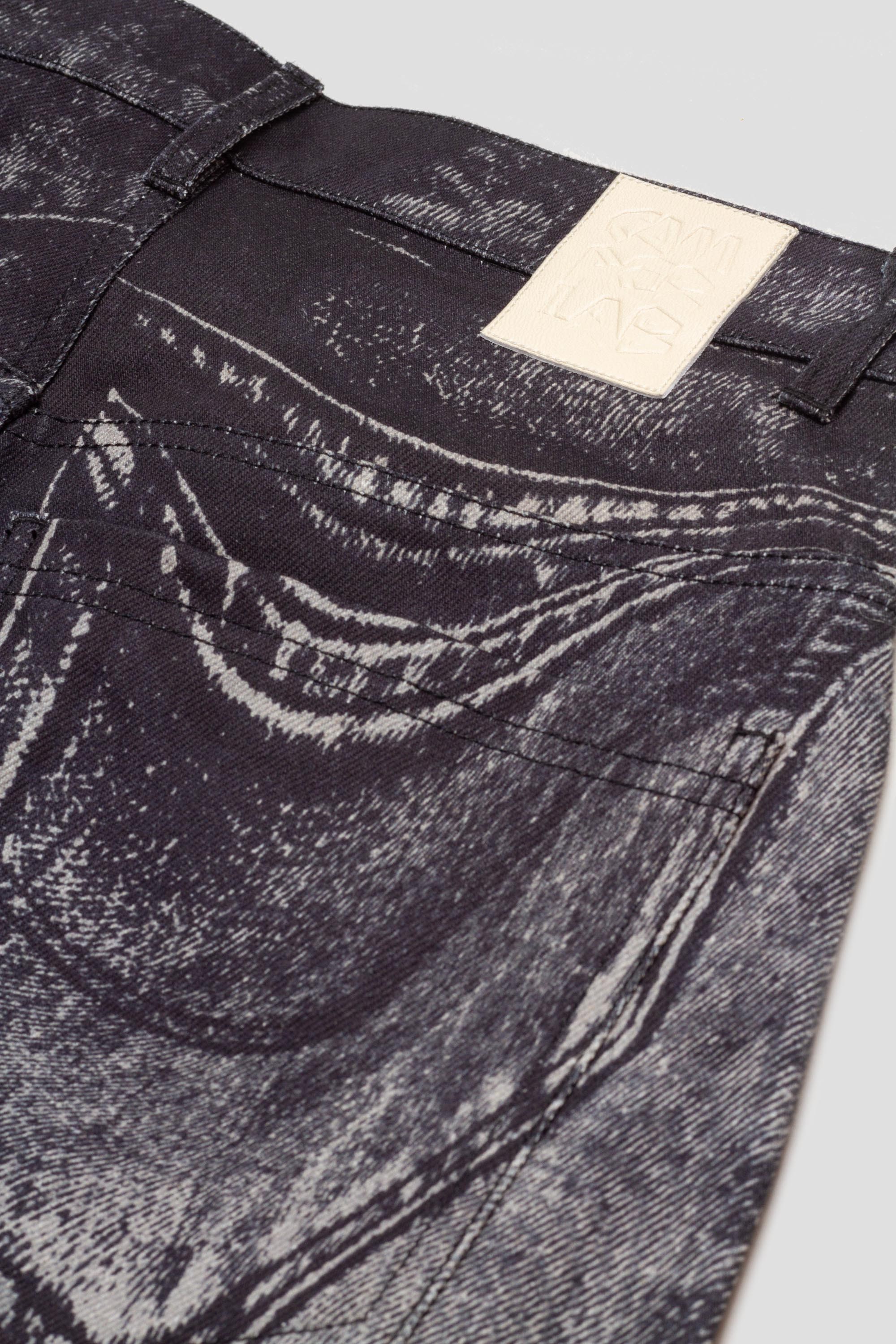 Distorted Print Jeans Black Faded