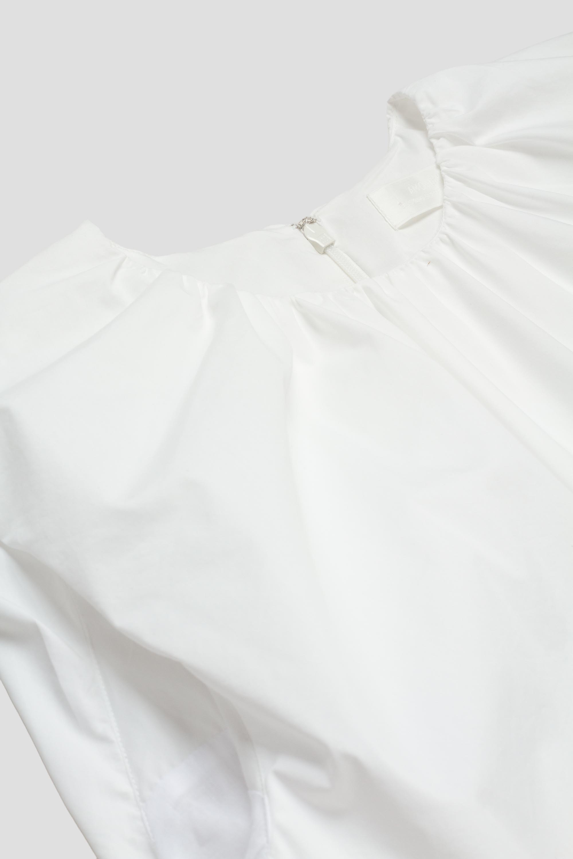 Cotton Volume Shirring Dress White
