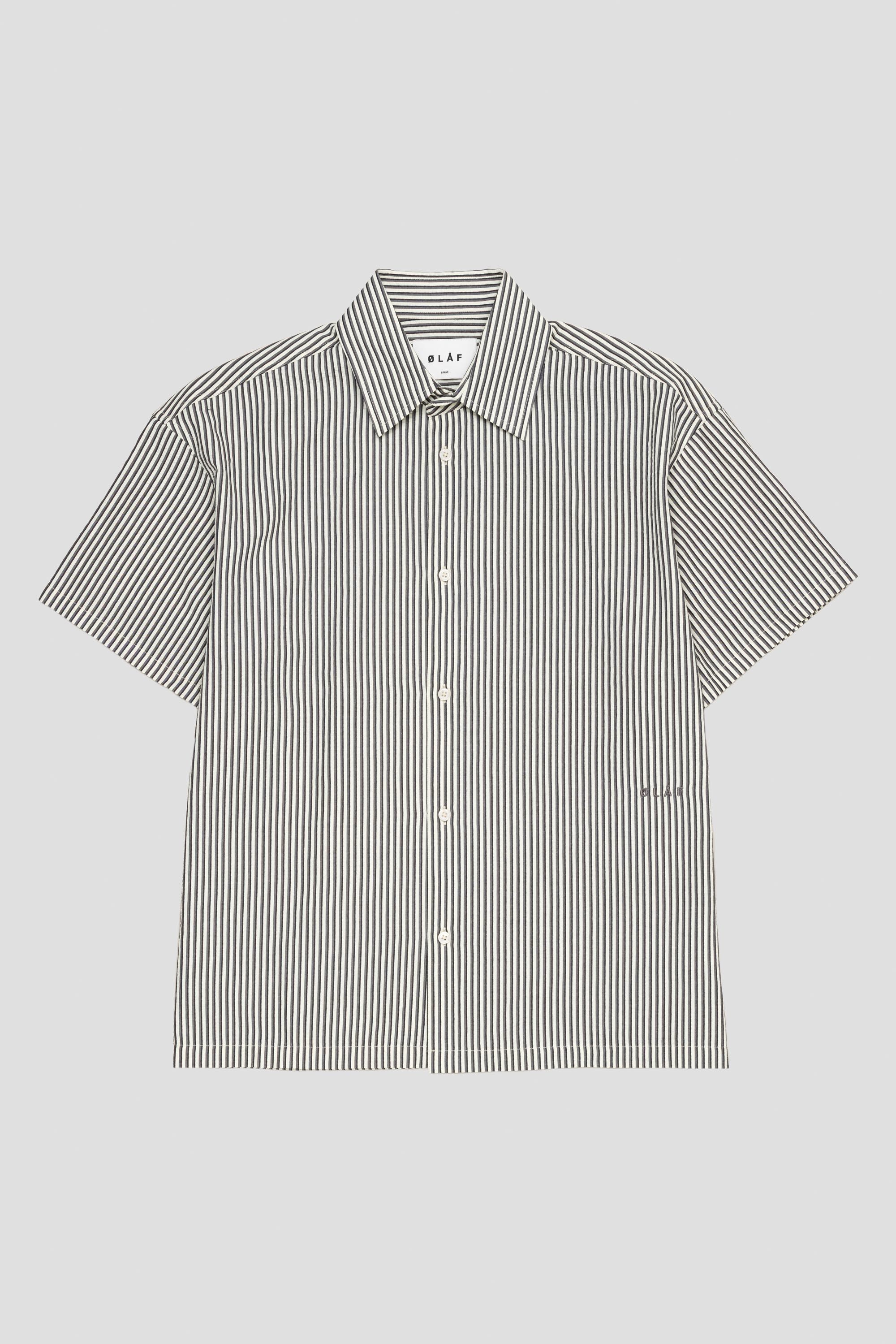 Boxy Seersucker Stripe Shirt SS Charcoal