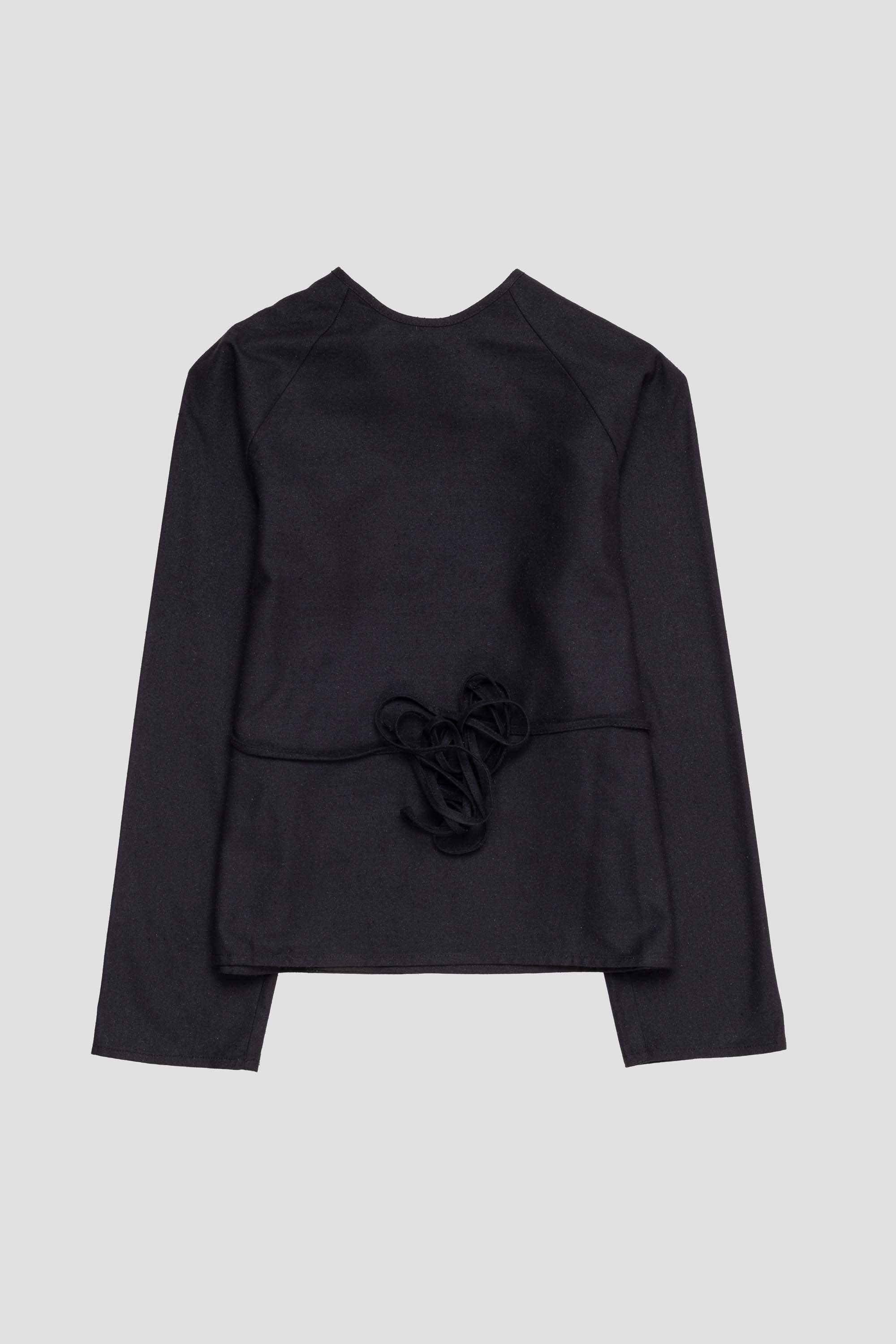 Long Sleeve Apron Top Black
