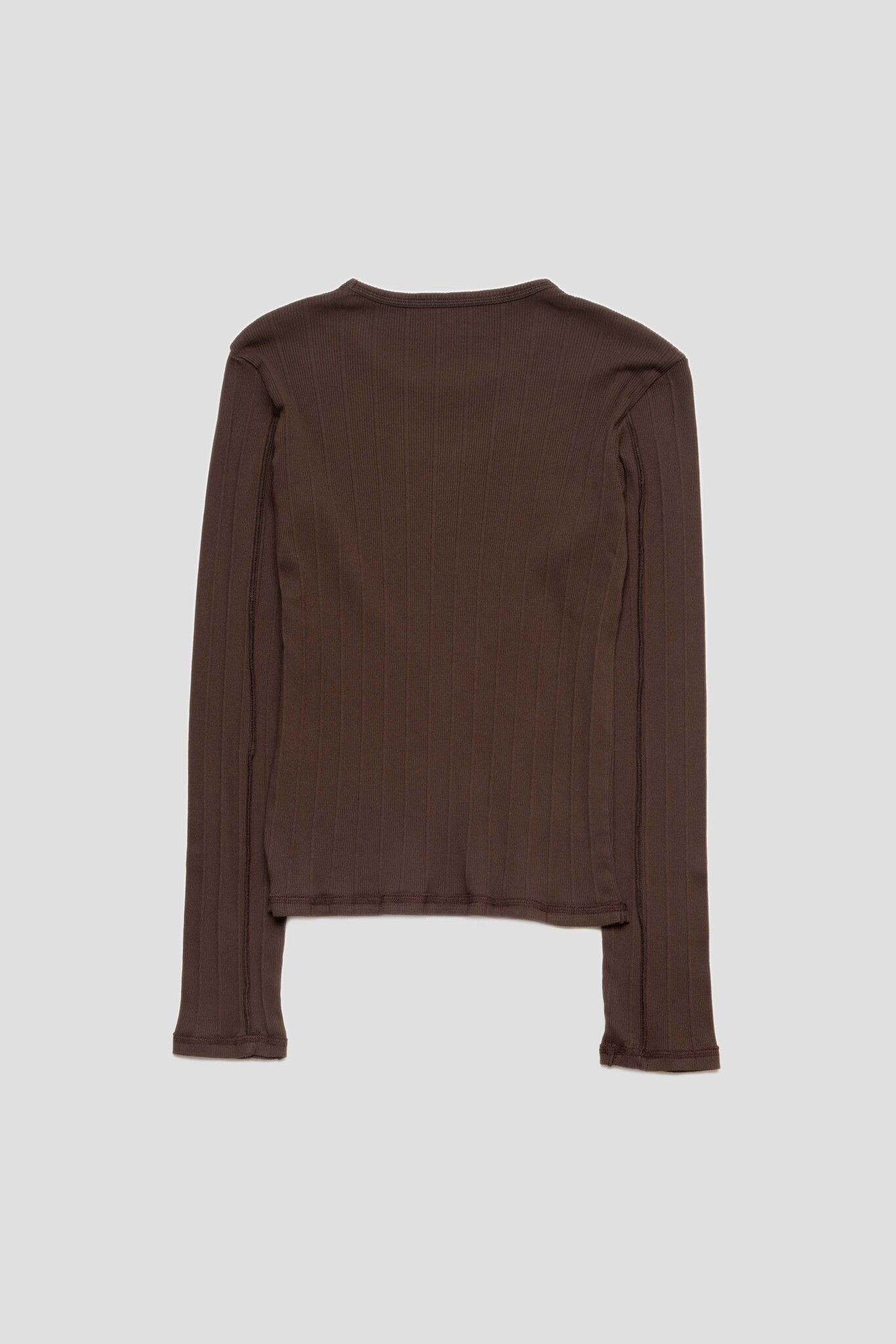 Women's LS Rib Tee Dark Brown