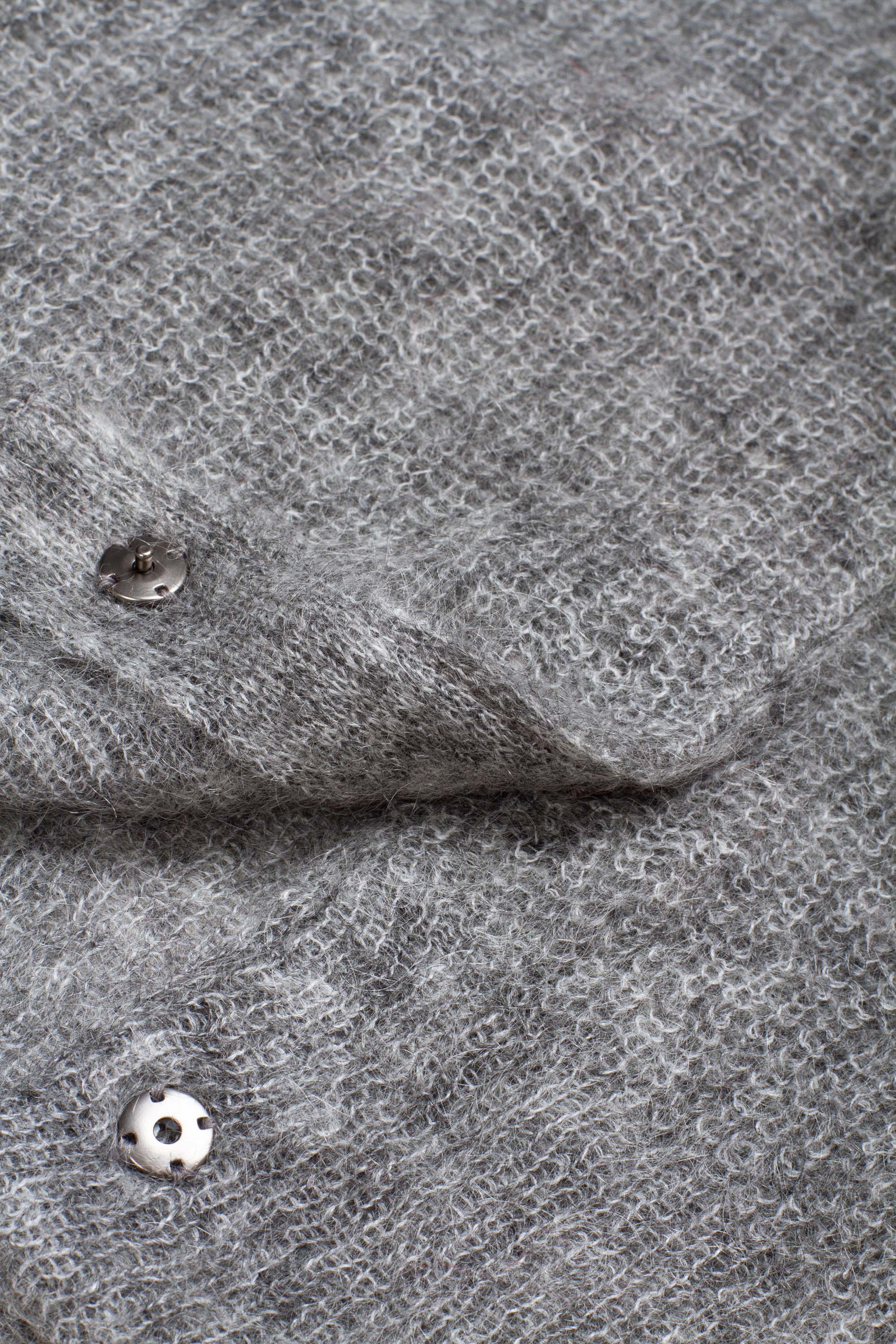 Round Neck Sheer Cardigan Melange Grey