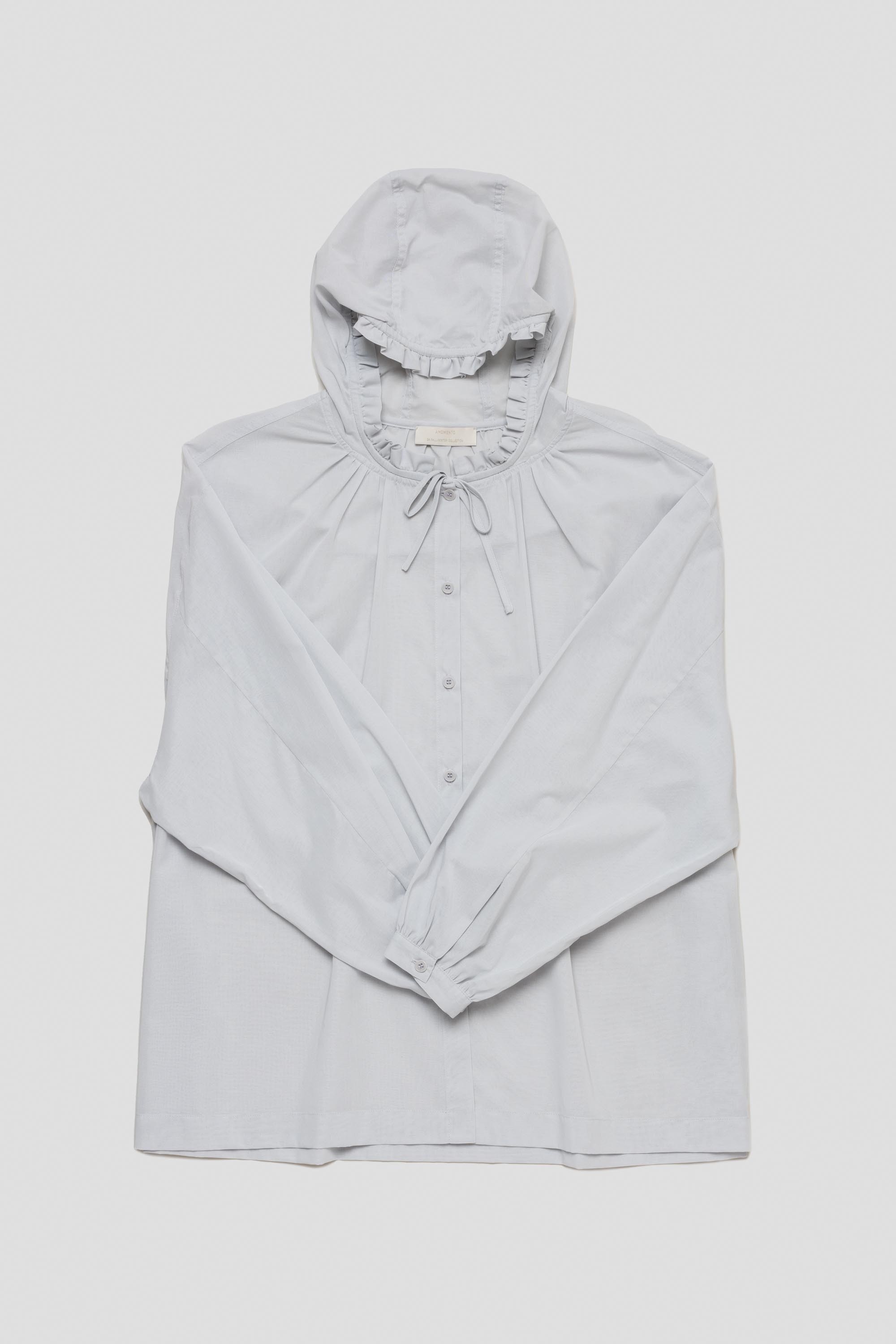 Frill Hooded Shirt Light Blue