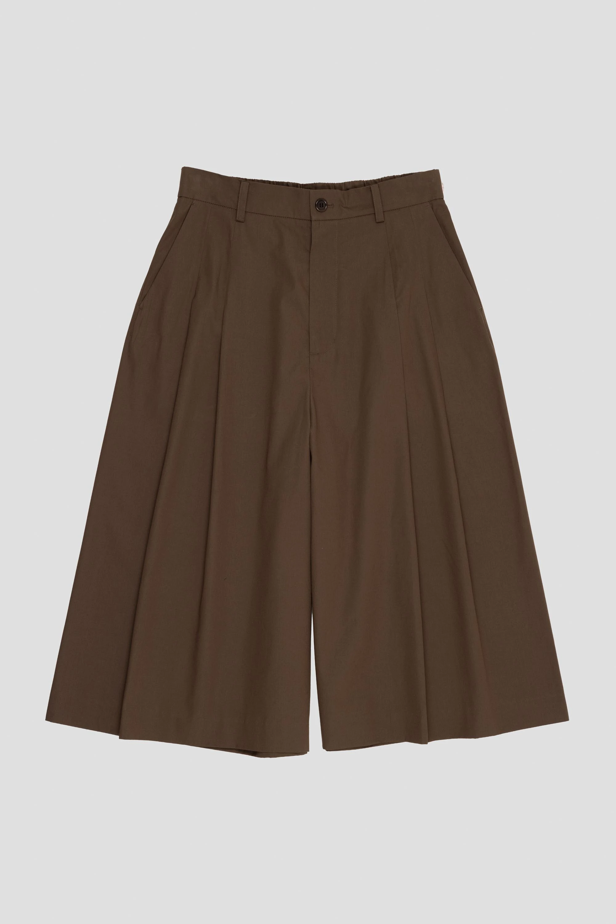 Wide Bermuda Pants Brown