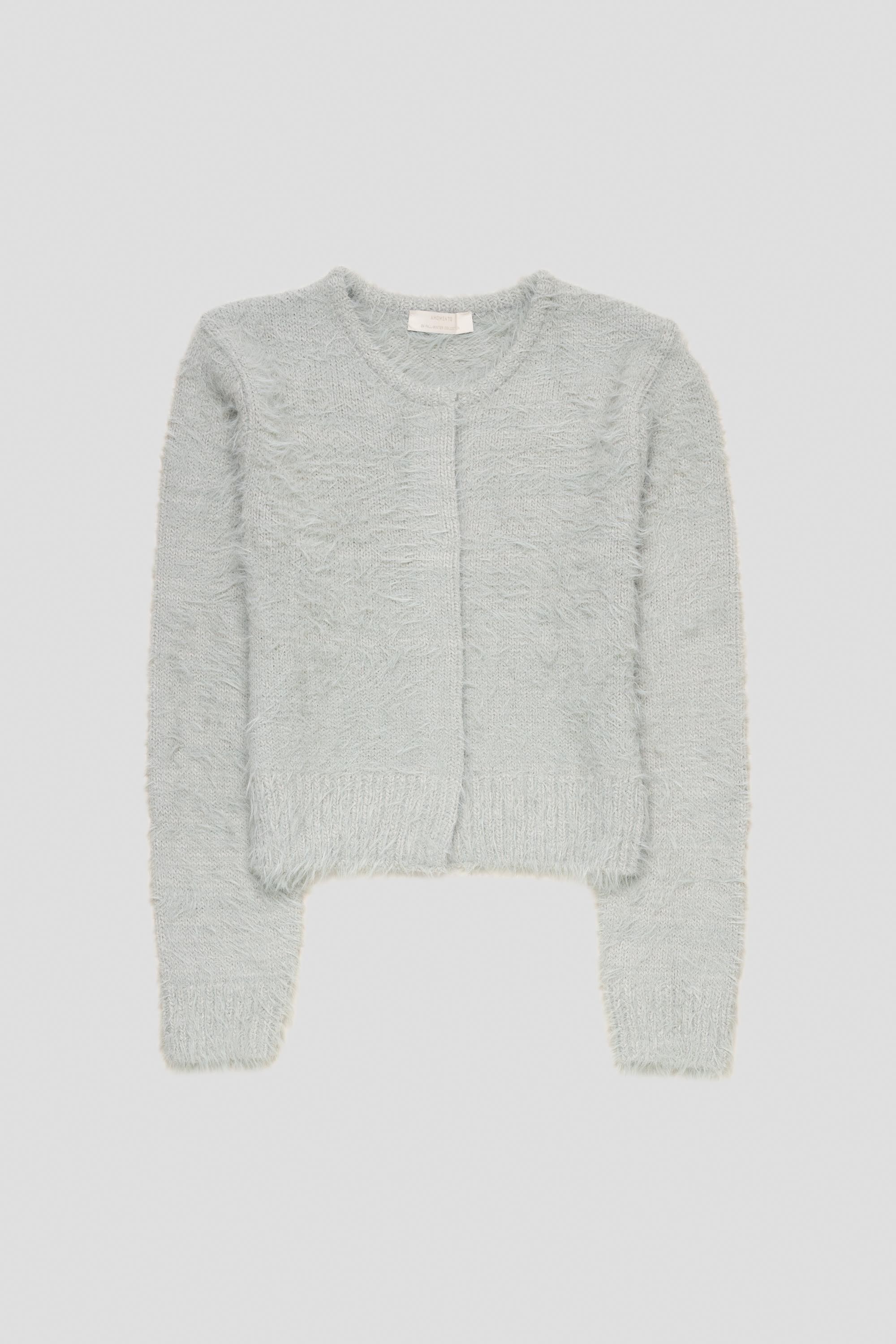 Shaggy Cropped Cardigan Light Mint