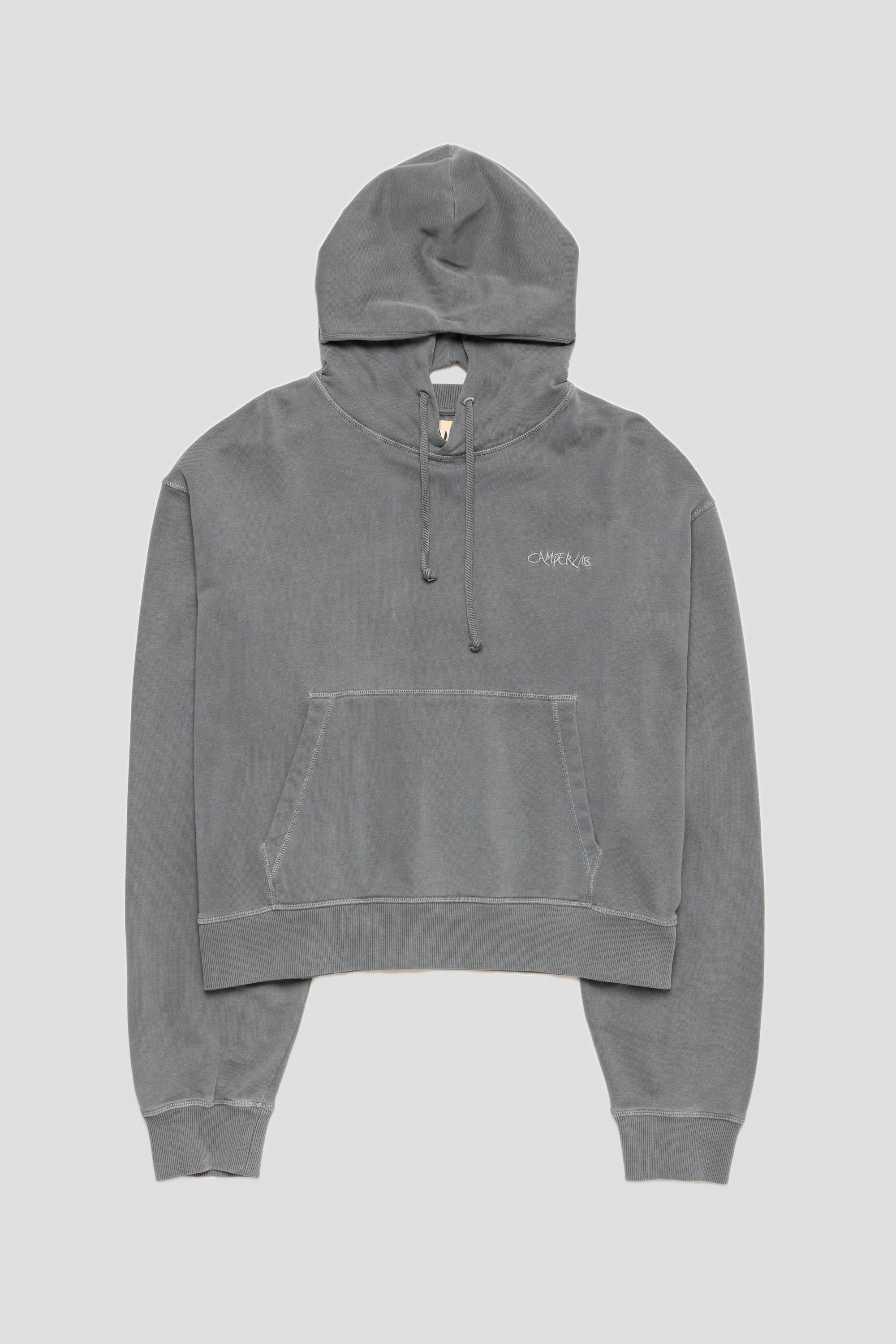 Mineral Dye Boxy Hoodie Dark Grey