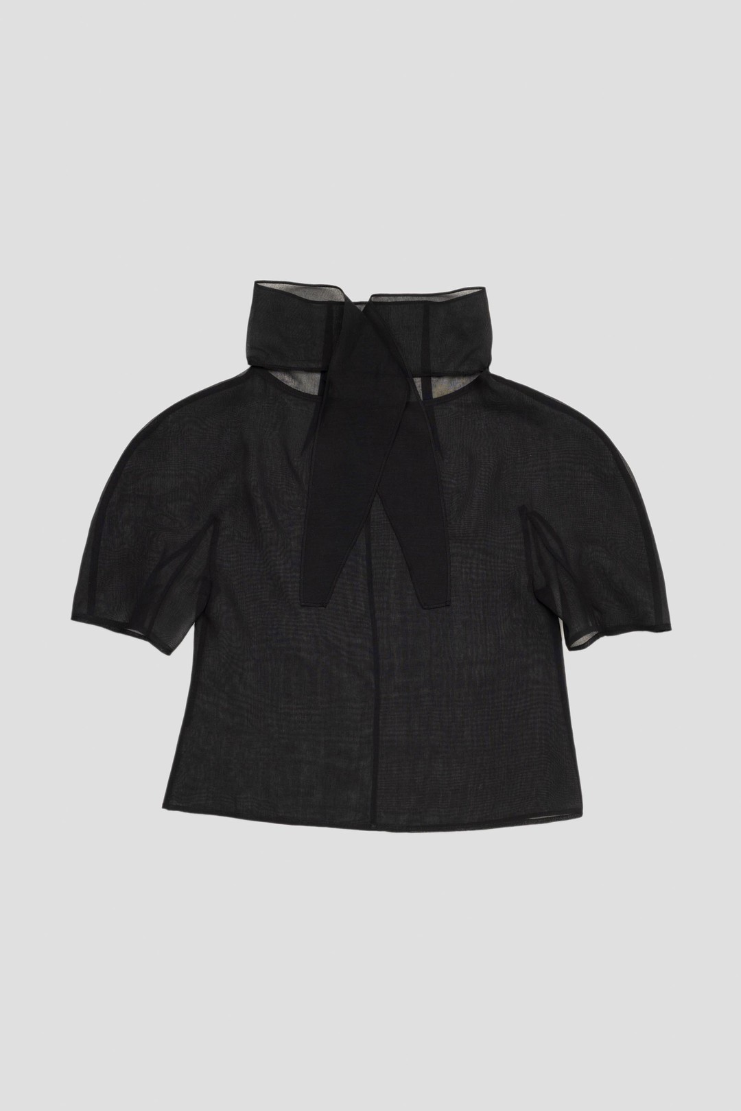 amometo 韓国 Knotted Collar Top, Black AMOMENTO Knotted Collar Top - Black | Garmentory