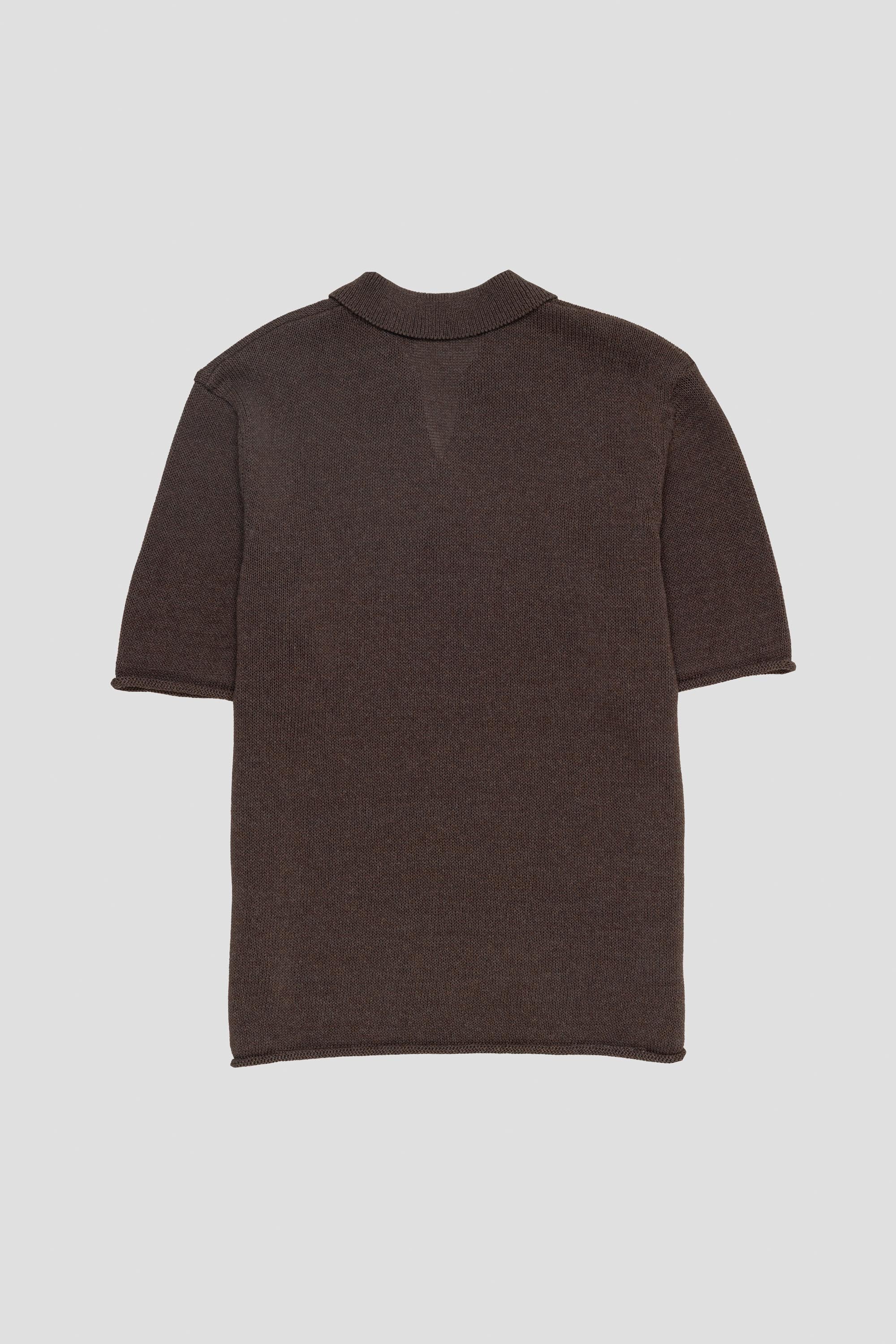Paper Yarn Collar Knit Dark Brown