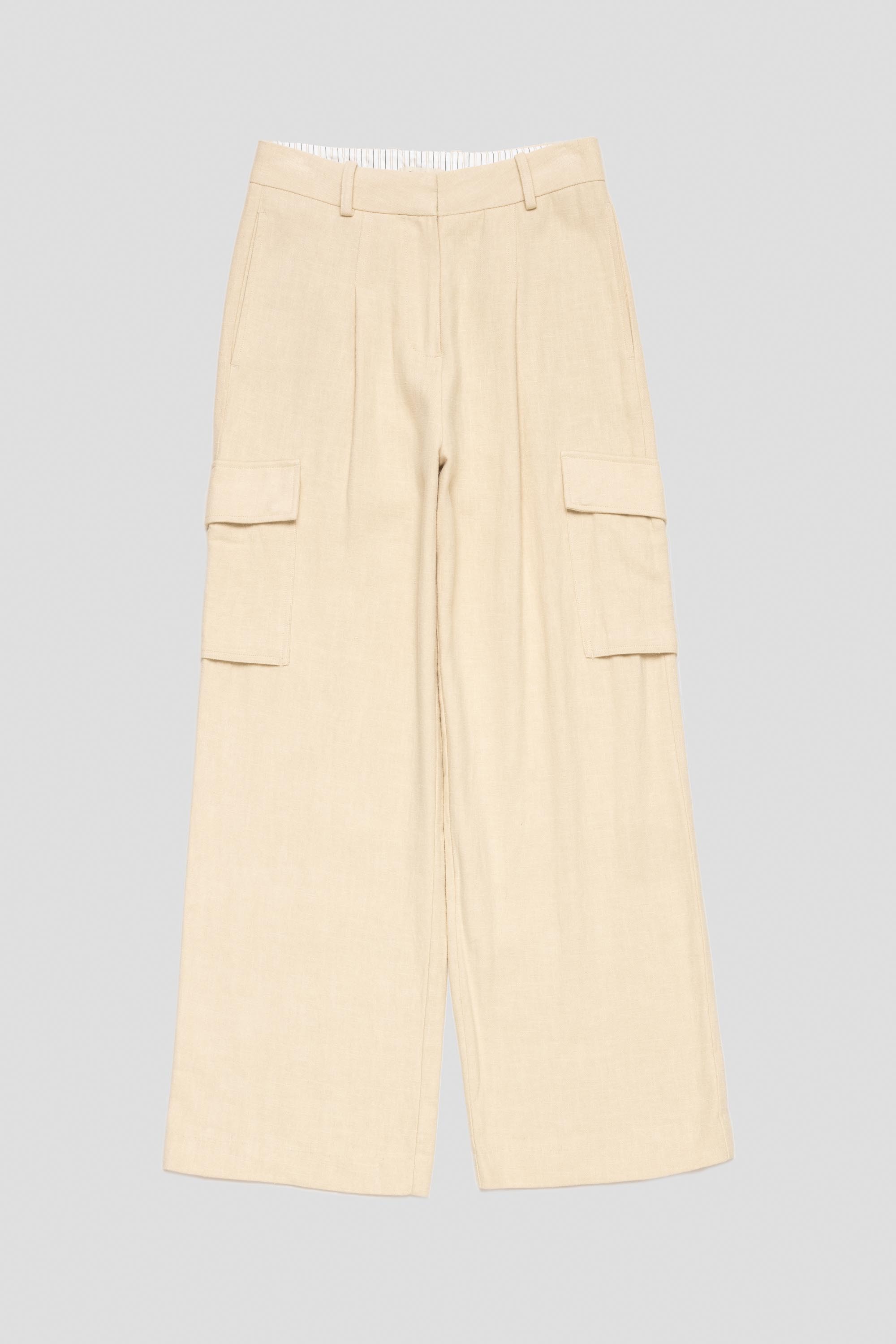 Women's Linen Cargo Pants Oatmeal