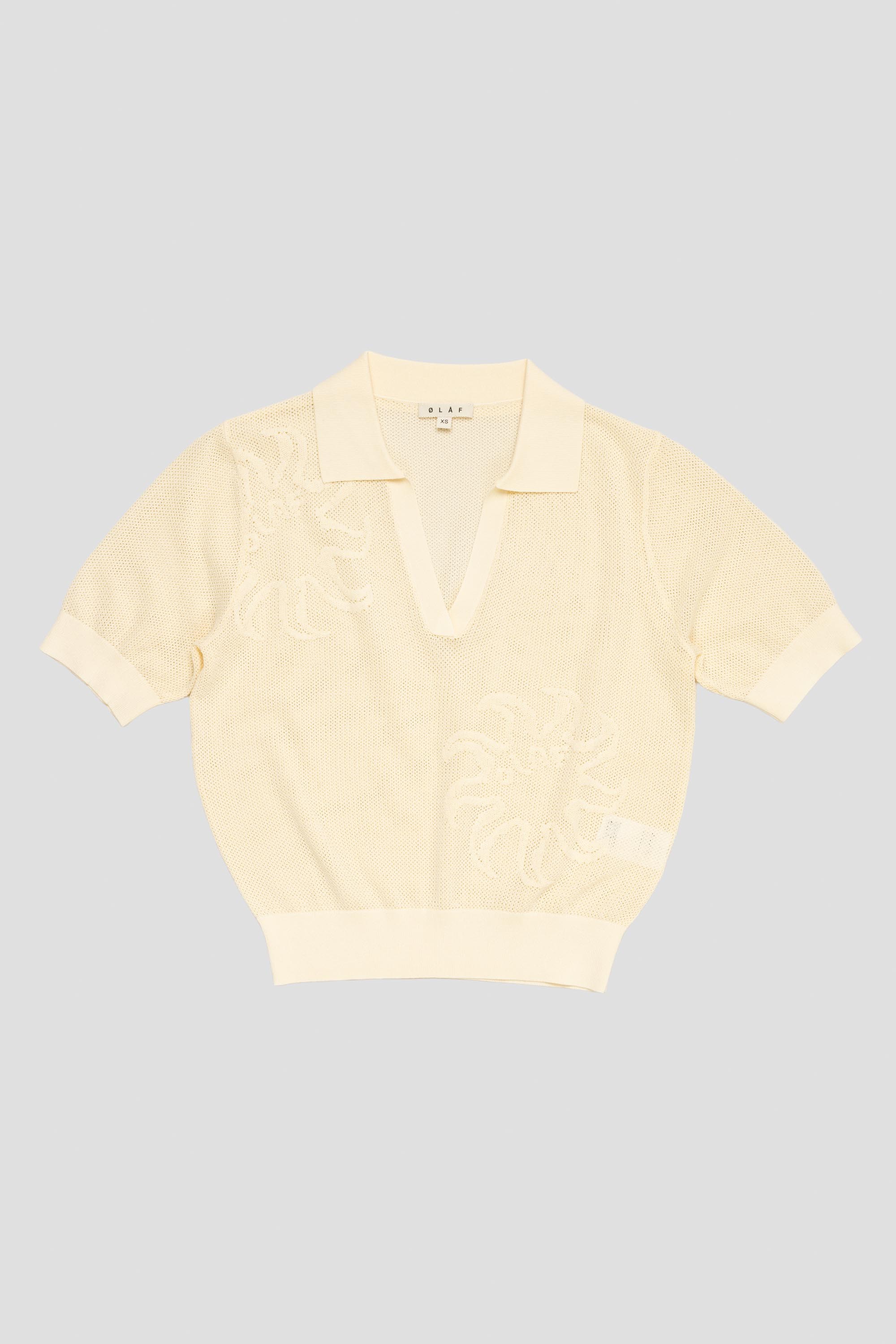 Women's Sun Knitted Polo Top Buttermilk