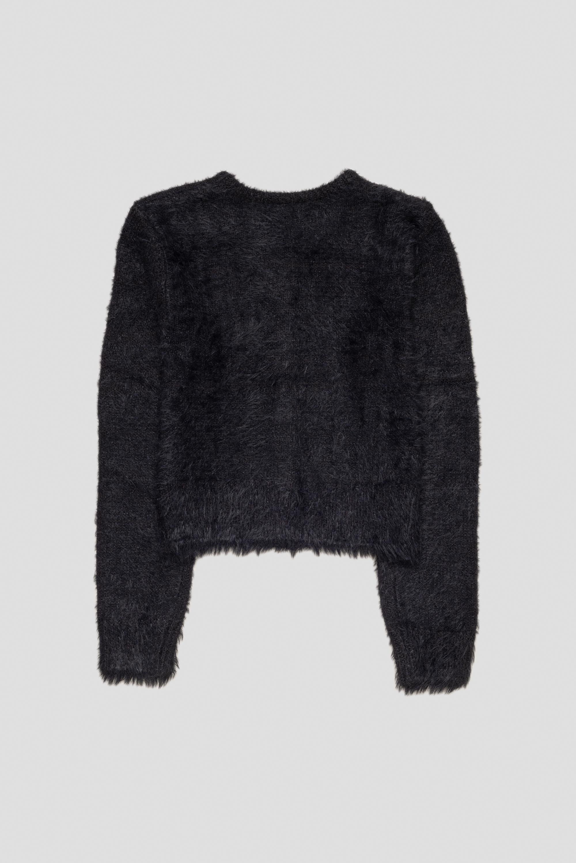 Shaggy Cropped Cardigan Black