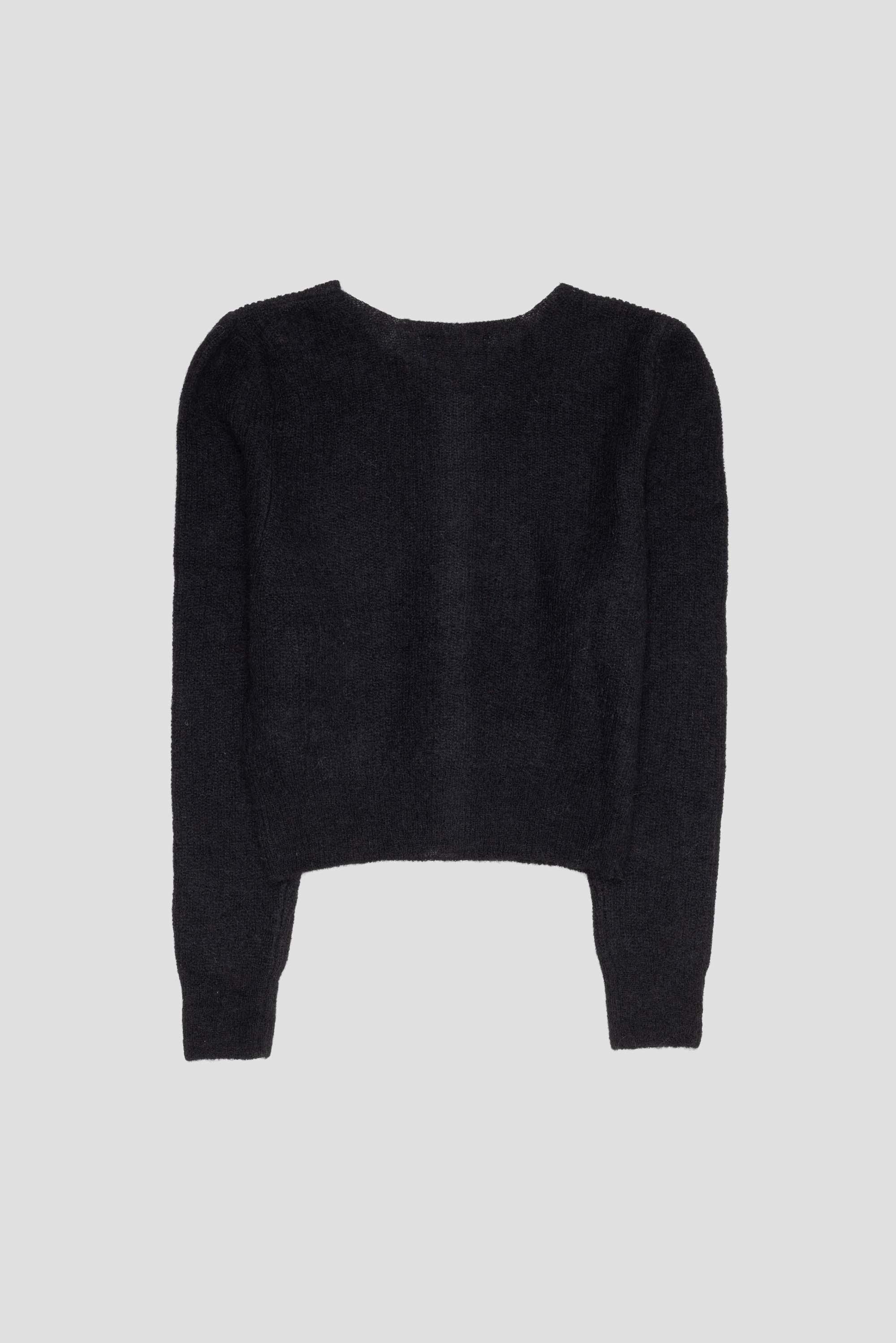 Round Neck Sheer Cardigan Black