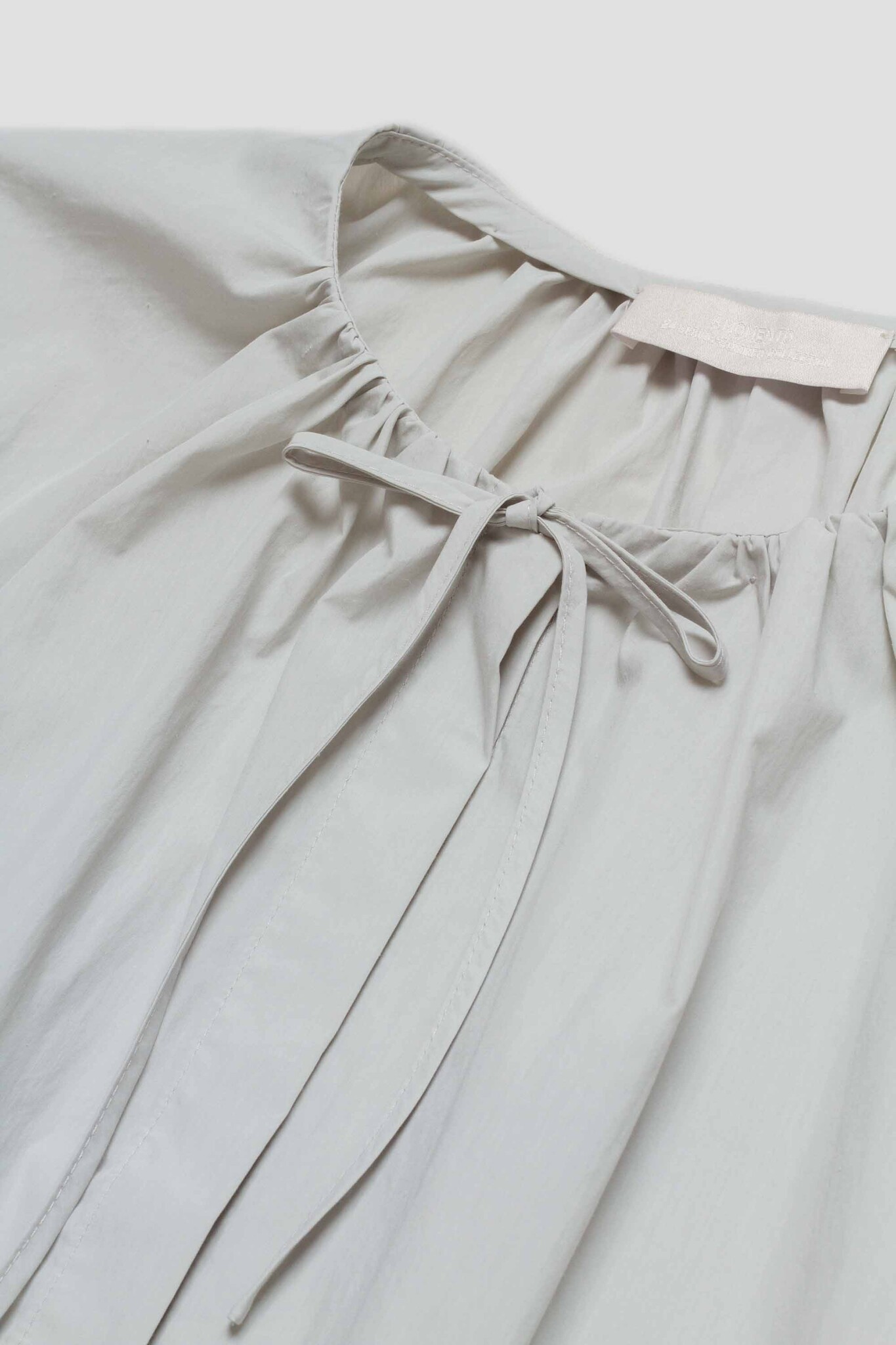 Drawstring Shirring Shirt Light Grey