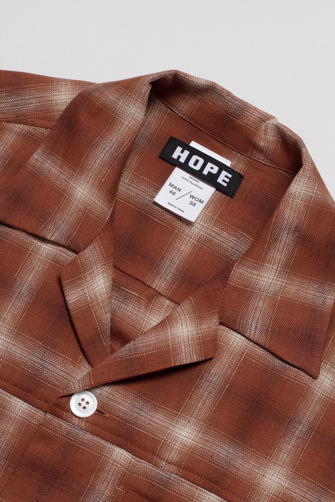 Vaca SS Shirt Brown Check Linen
