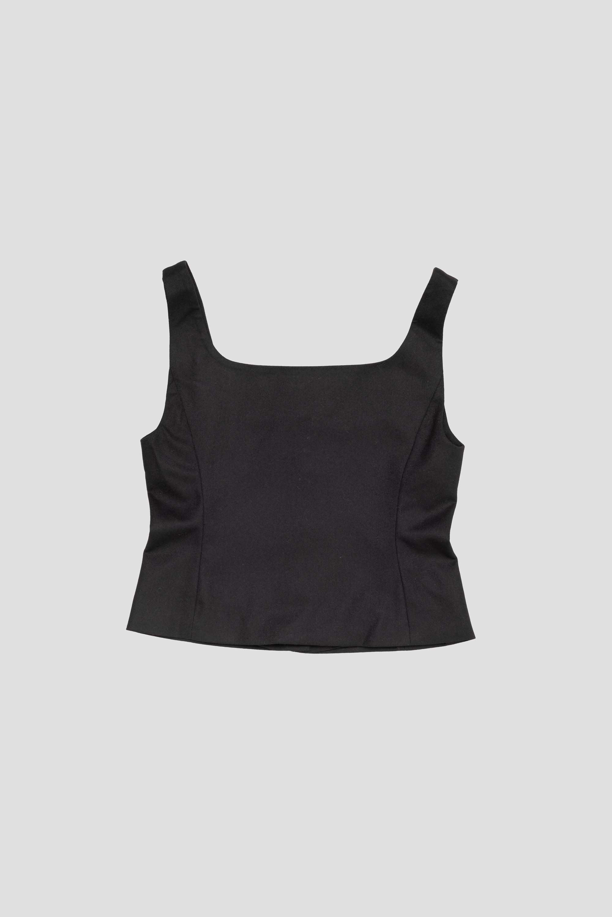 Wool Snap Button Down Vest Black