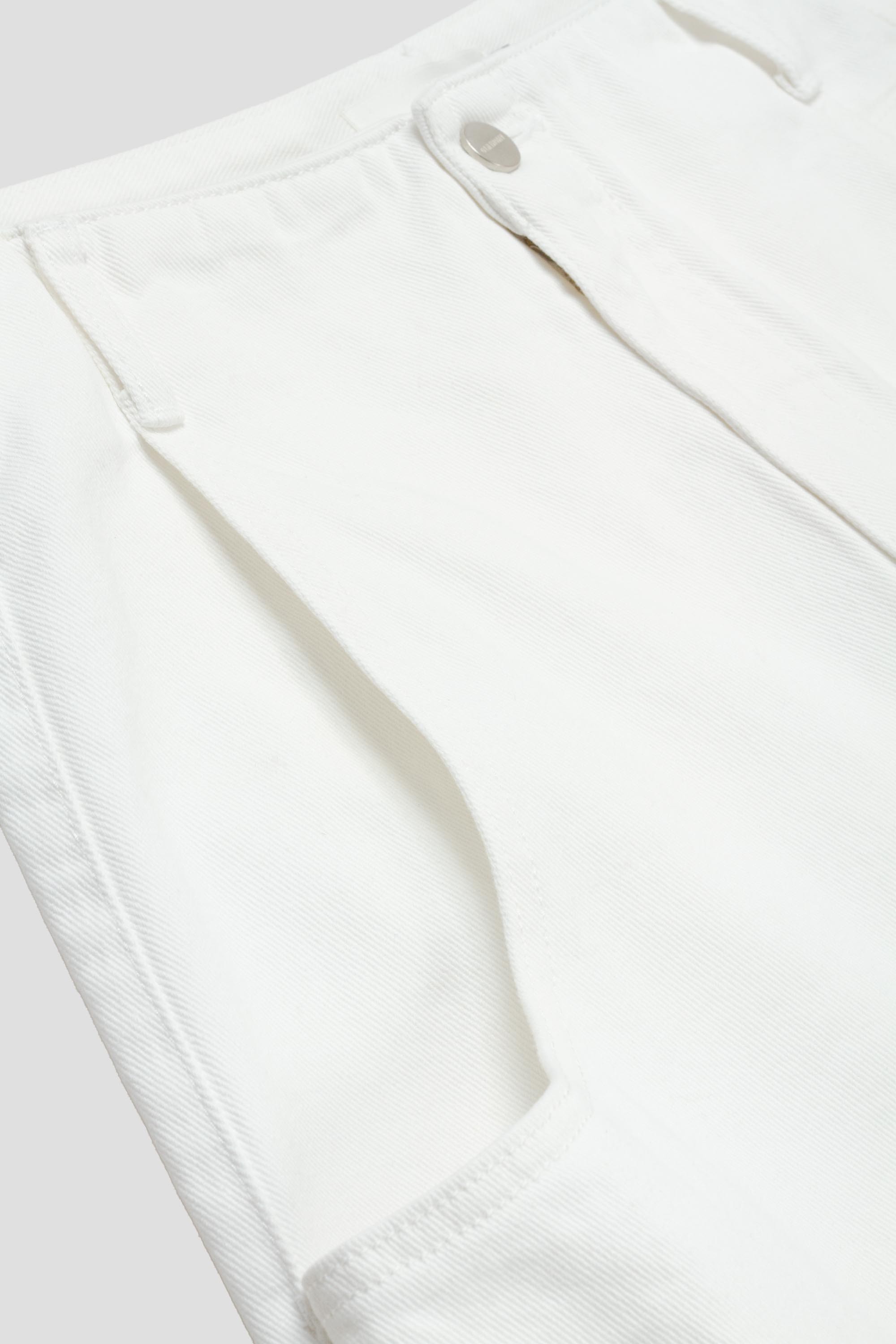 Mens Cut-Out Pocket Denim Shorts White