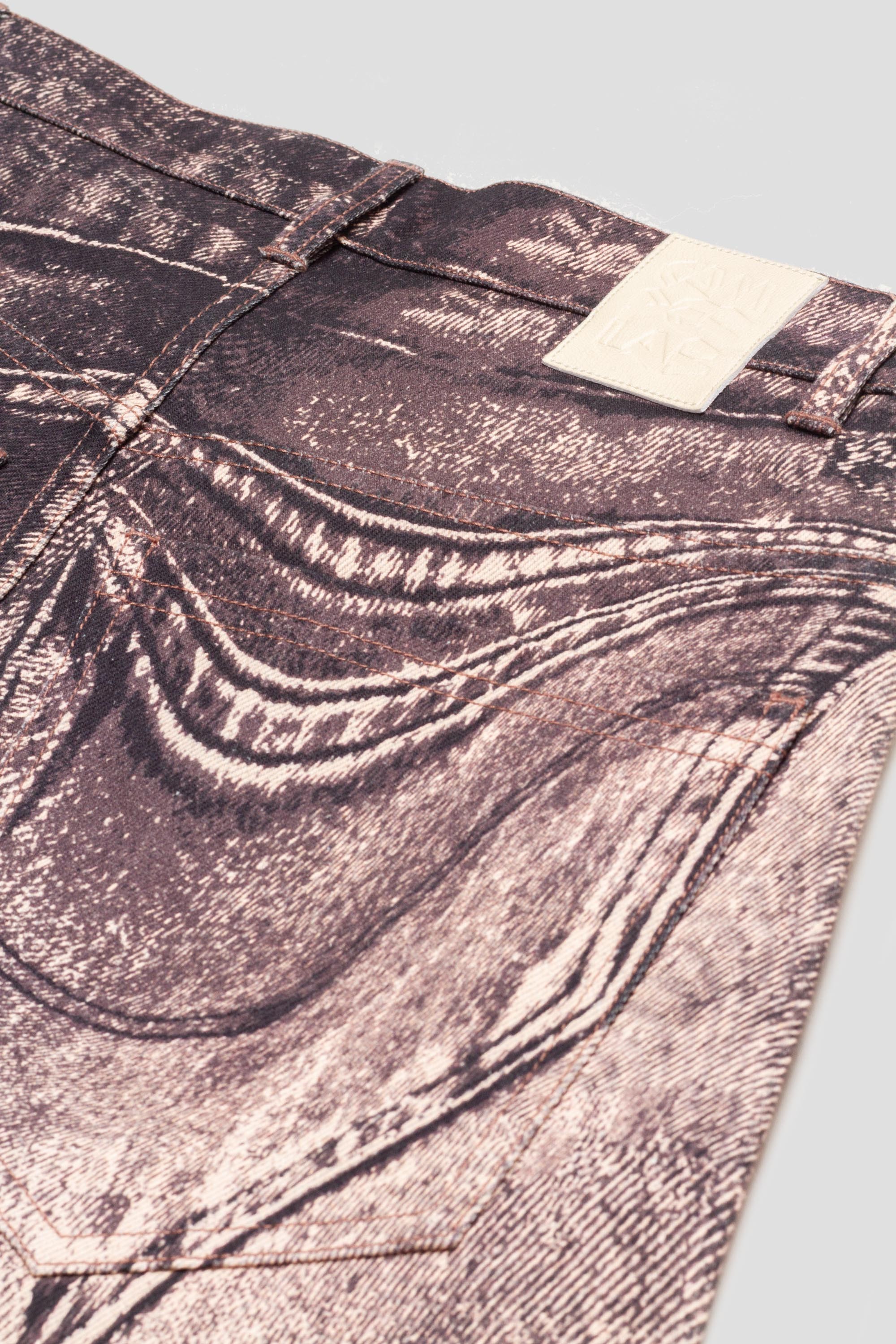 Distorted Print Jeans Dusty Pink