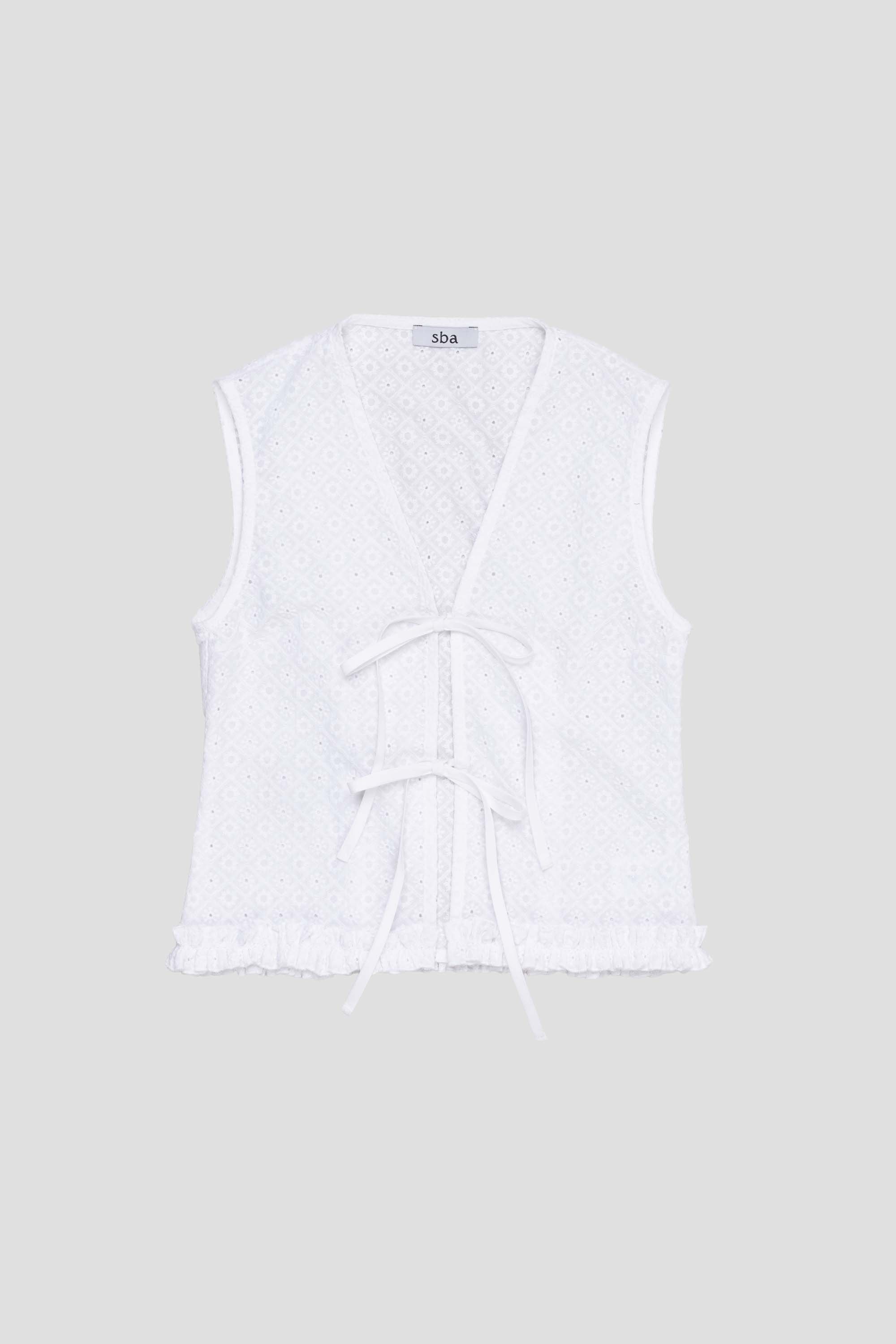 Broderie Ruffle Shirt White