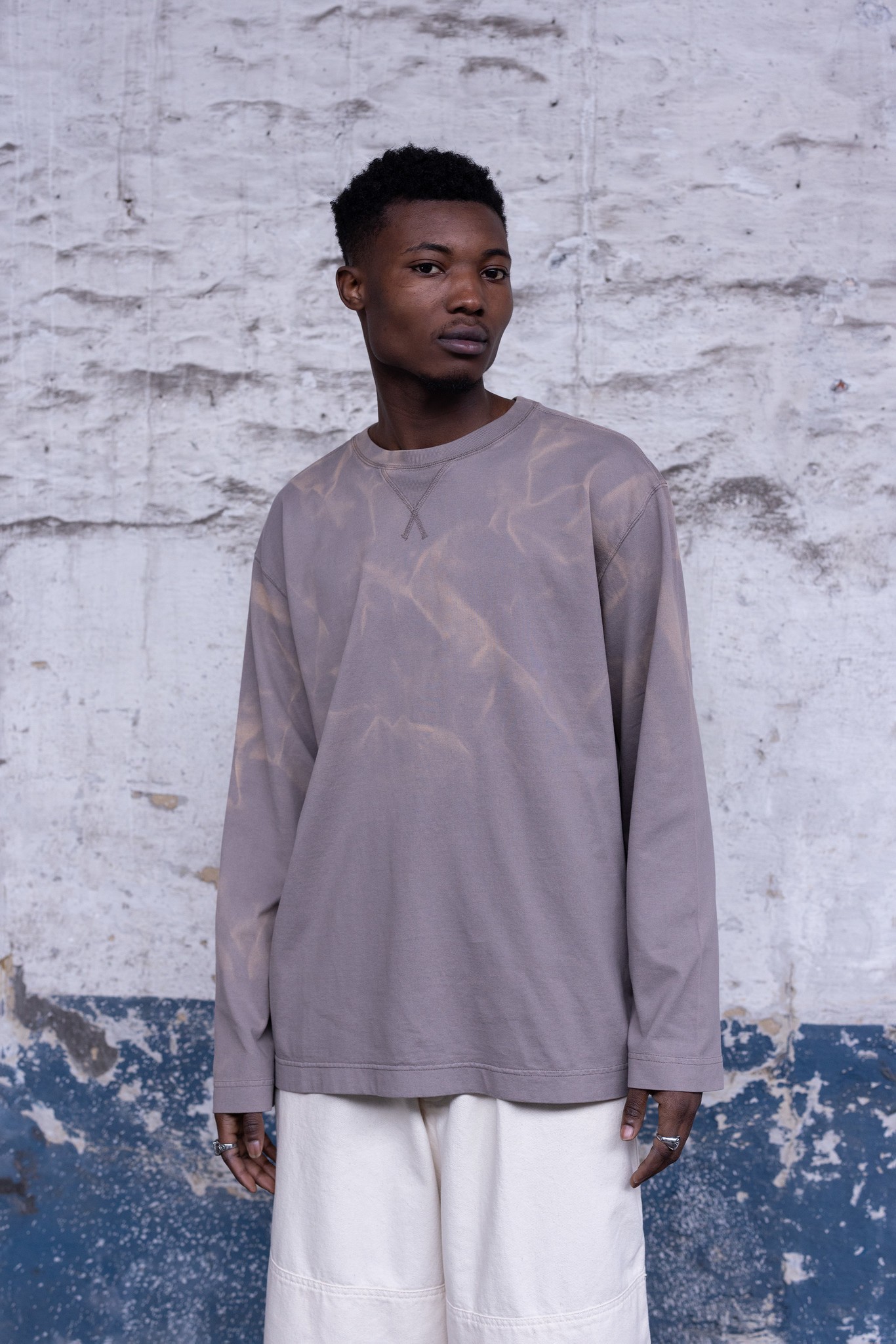 Flame LS Tee Steel Grey Sun Faded