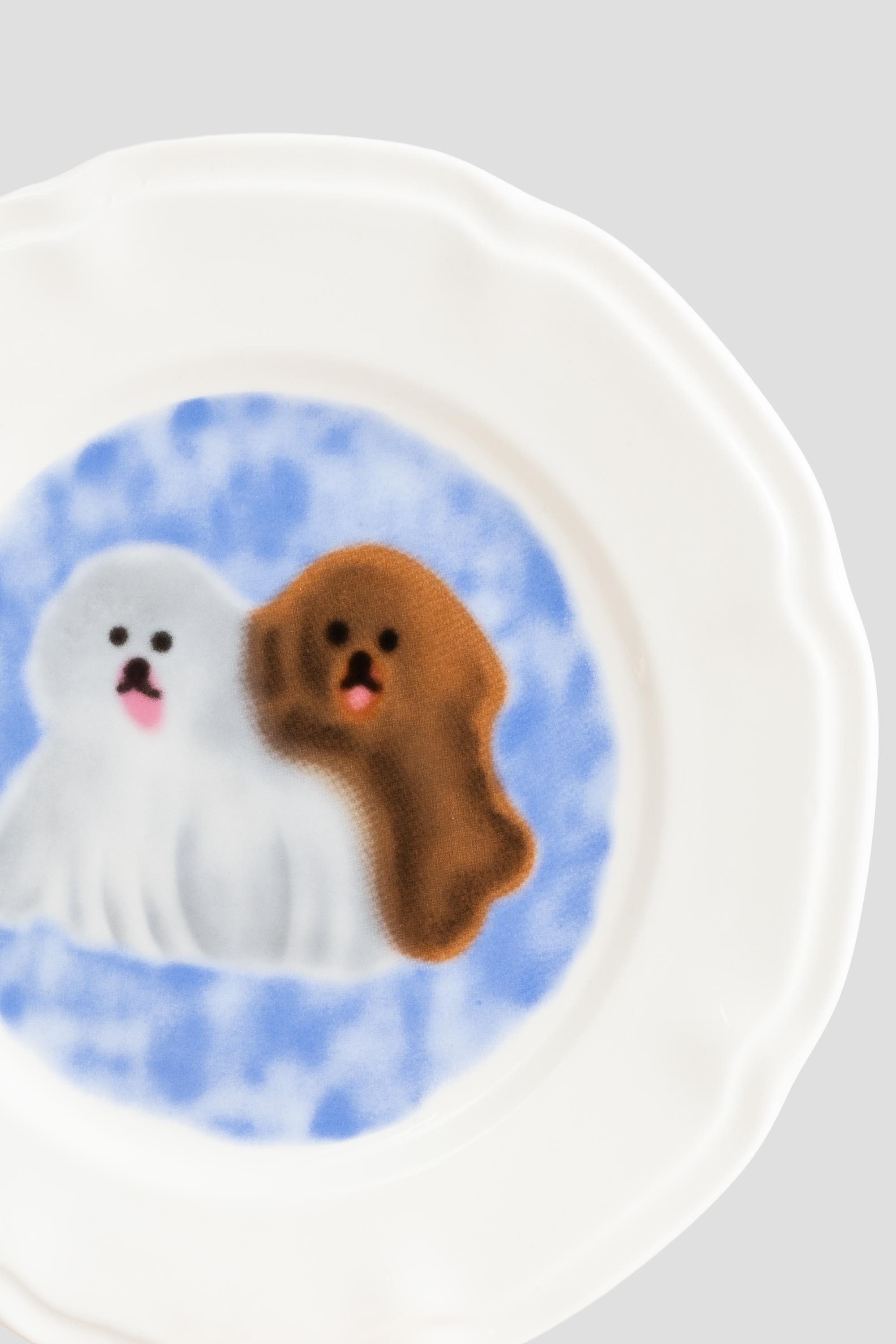 Bone Appetit Ceramic Plate White/Blue