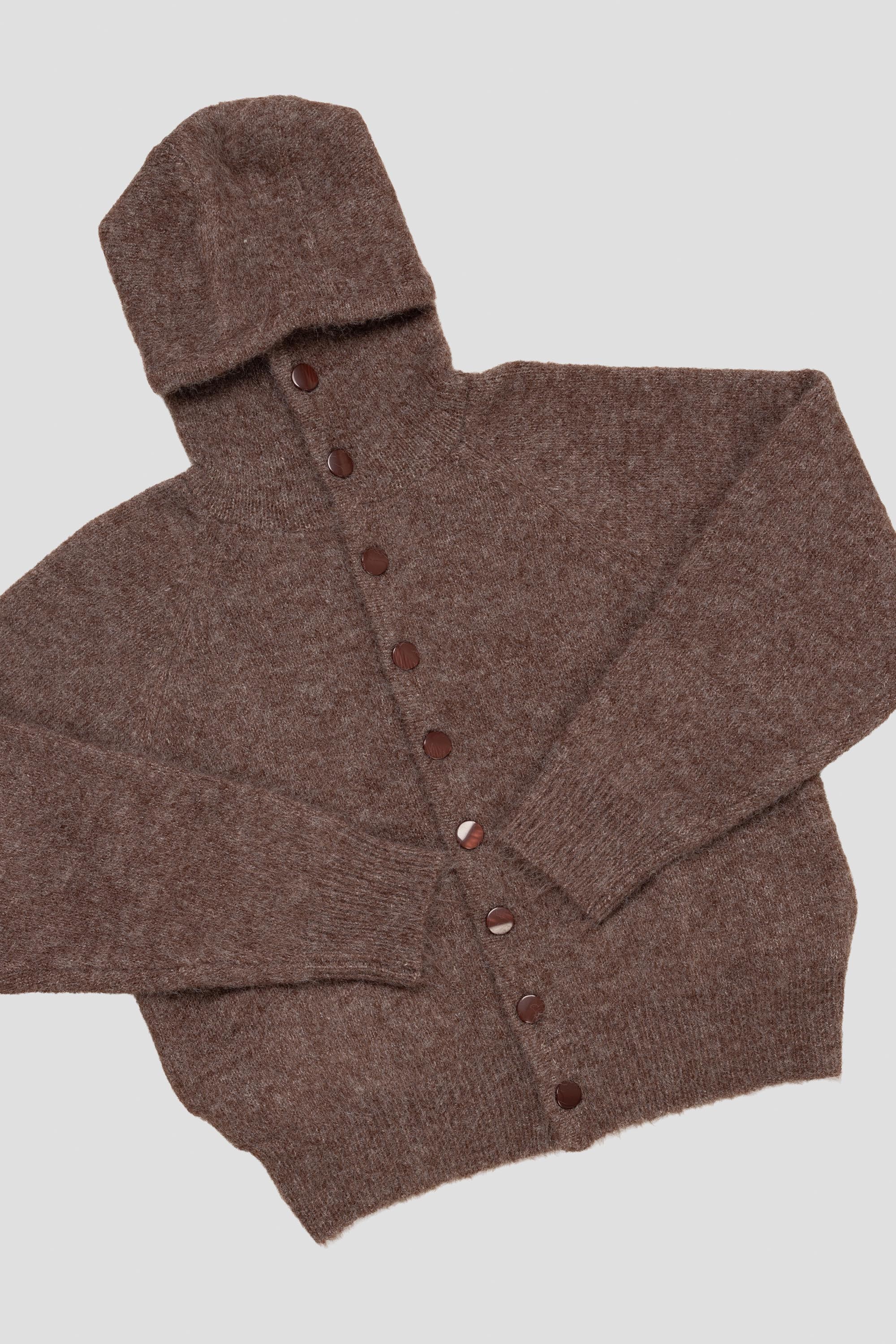Mohair Button Hoodie Chestnut
