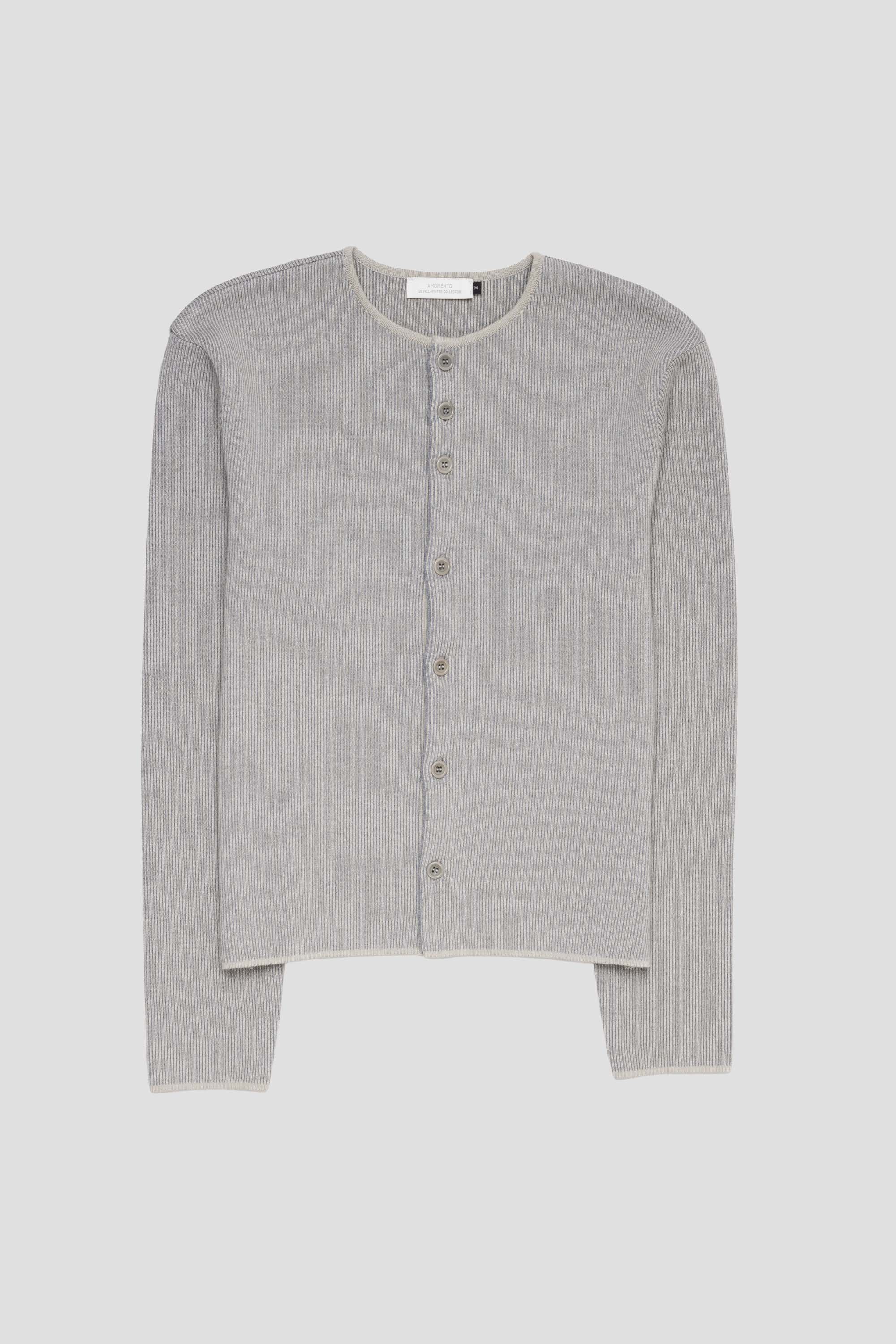 Stripe Button Up Cardigan Grey