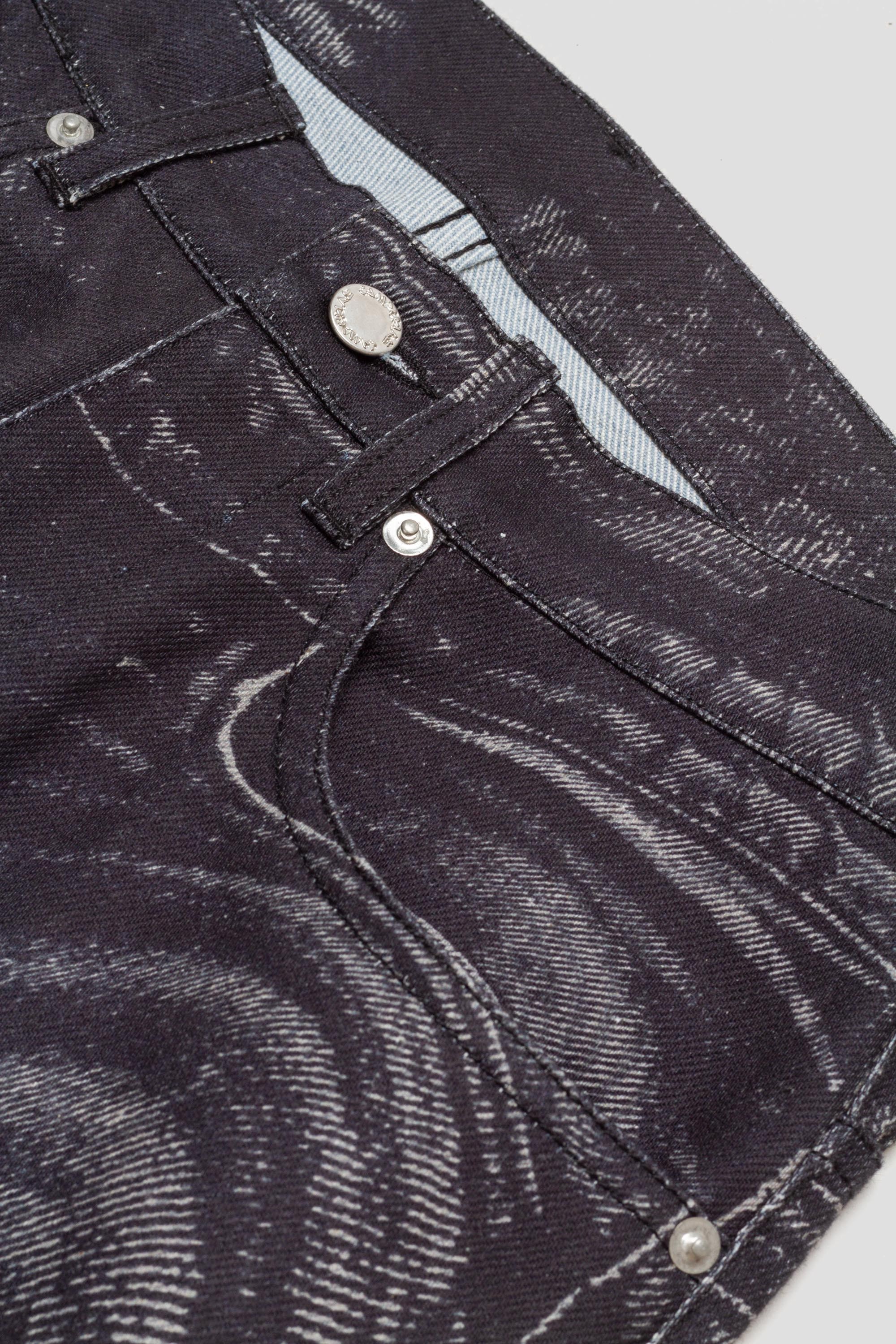 Distorted Print Jeans Black Faded