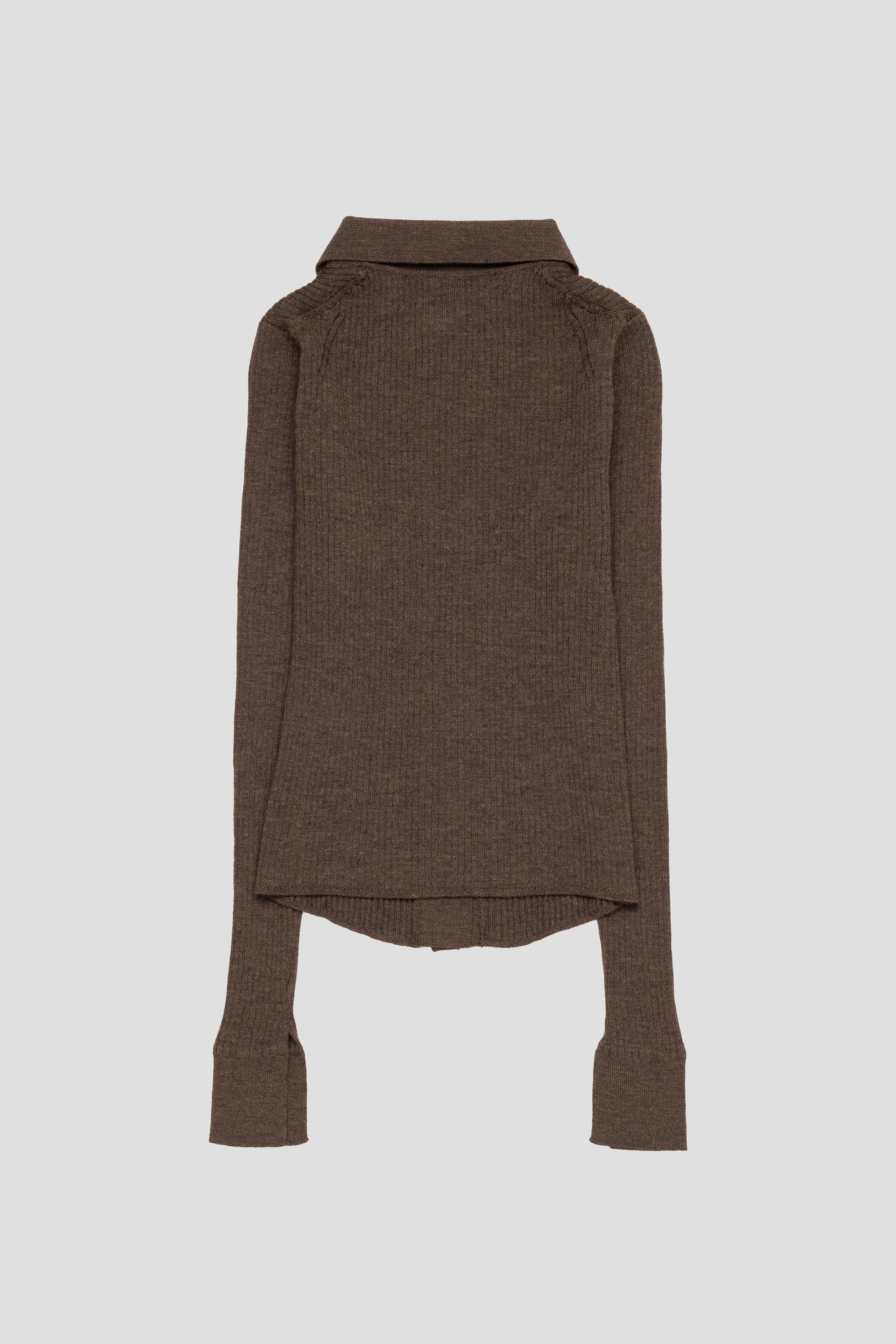 Women's Knitted Rib Shirt Dark Brown