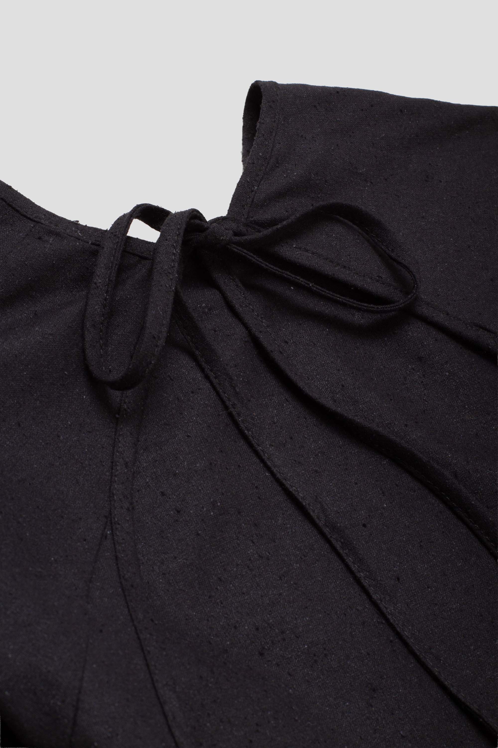 Long Sleeve Apron Top Black