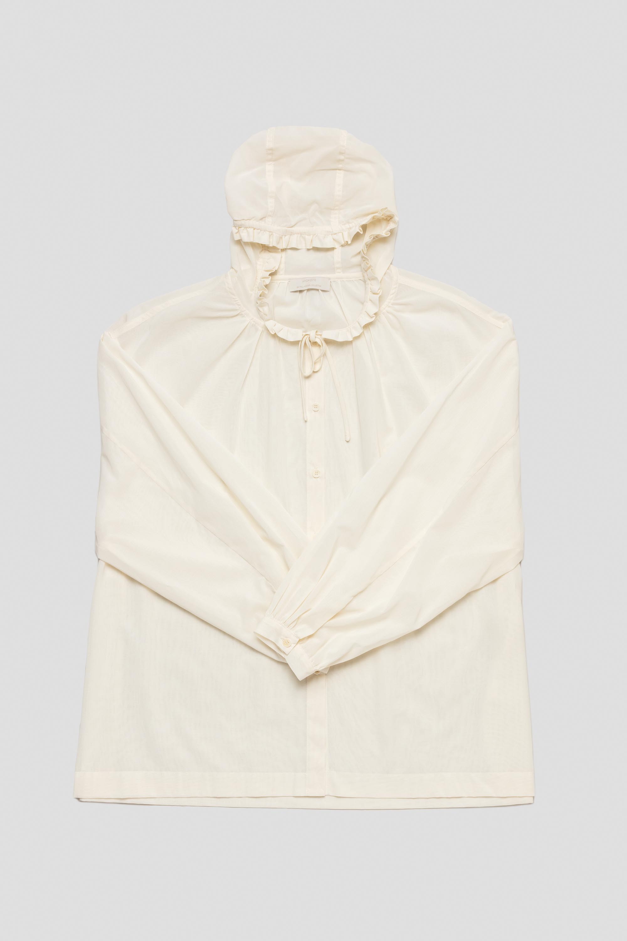 Frill Hooded Shirt Ivory