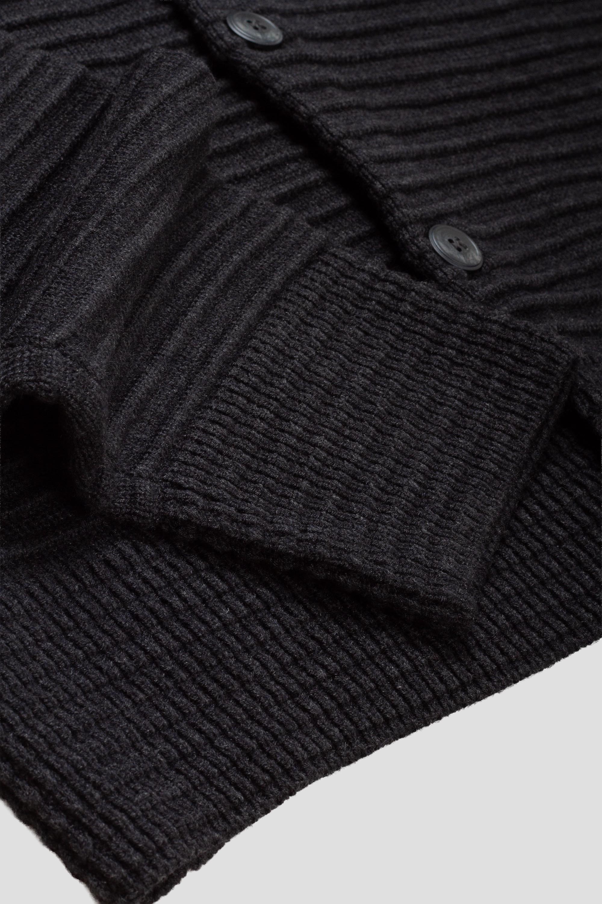 Pleated Knit Cardigan Black