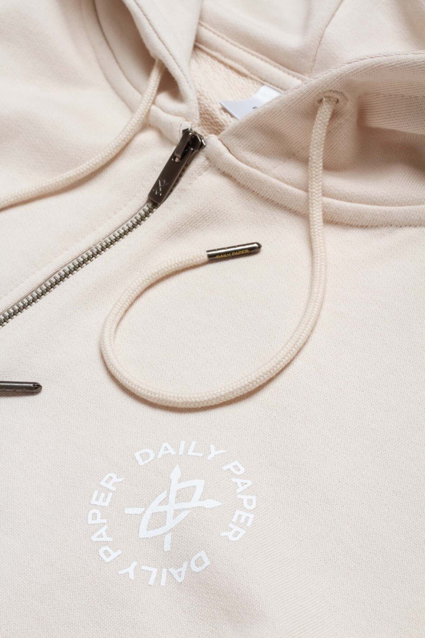 Circle Zip Hoodie Beige