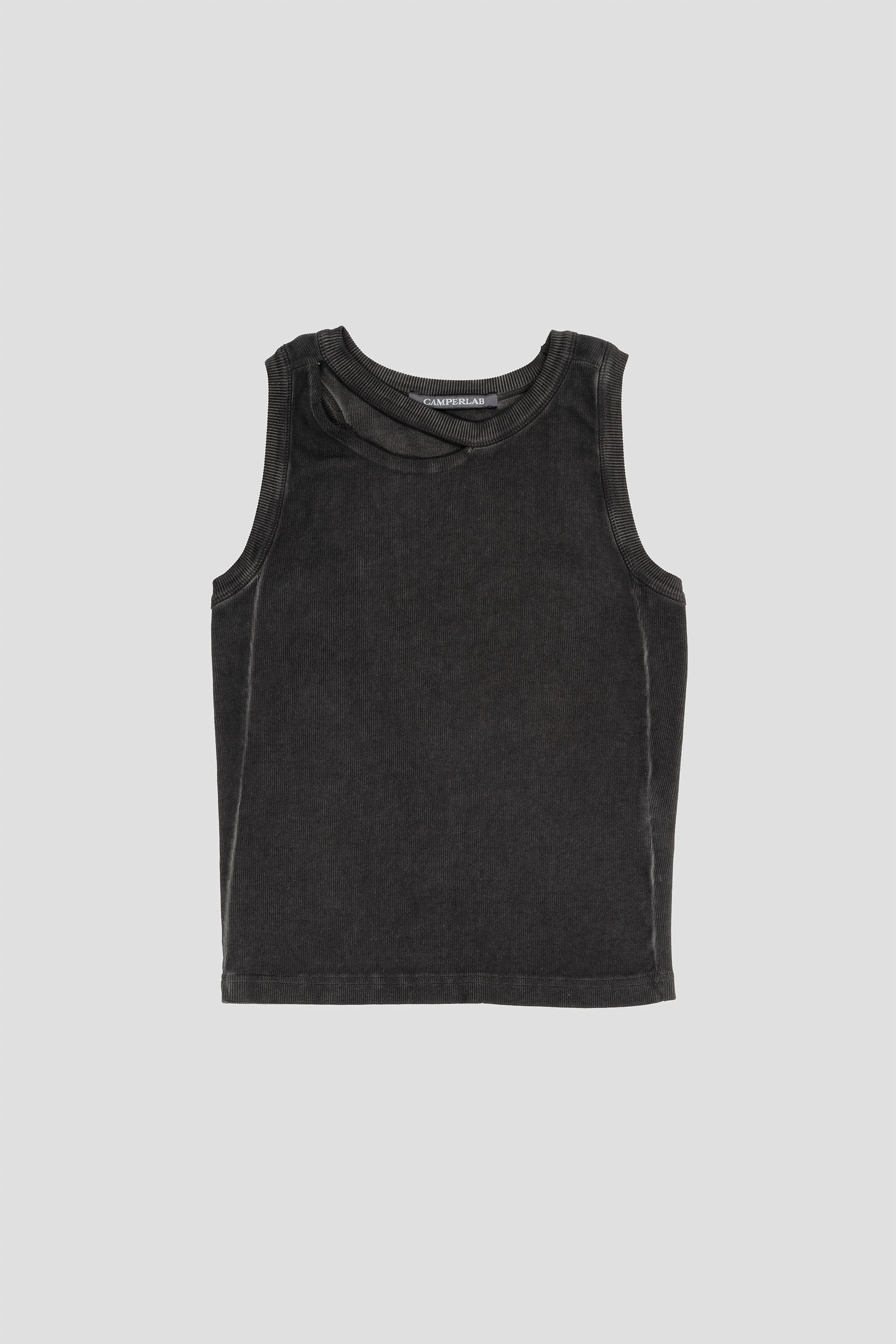 Cut-Out Ribbed Tank Top Black